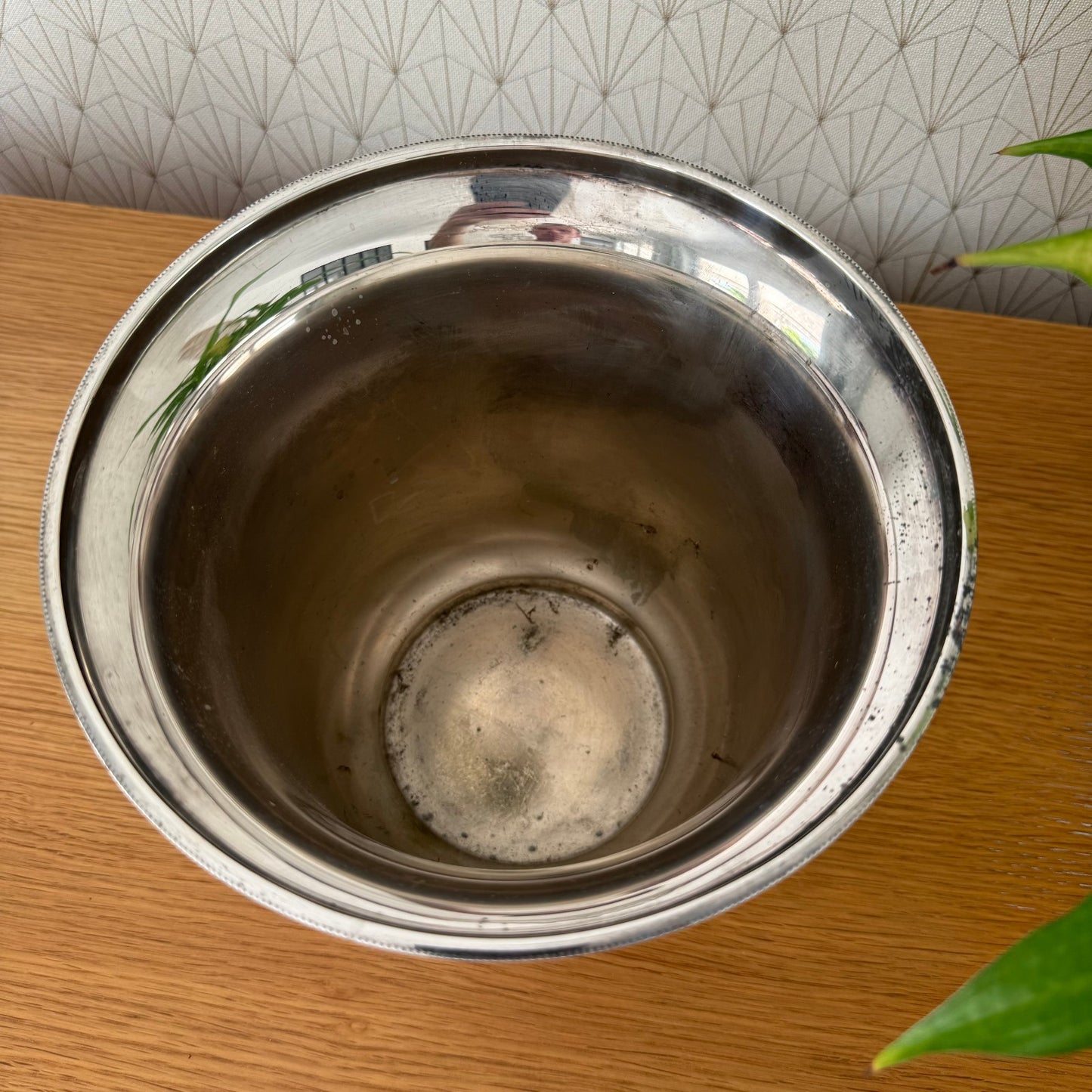 Vintage French Champagne Silverplate Ice Bucket Cooler Lion Head Handles 1907256