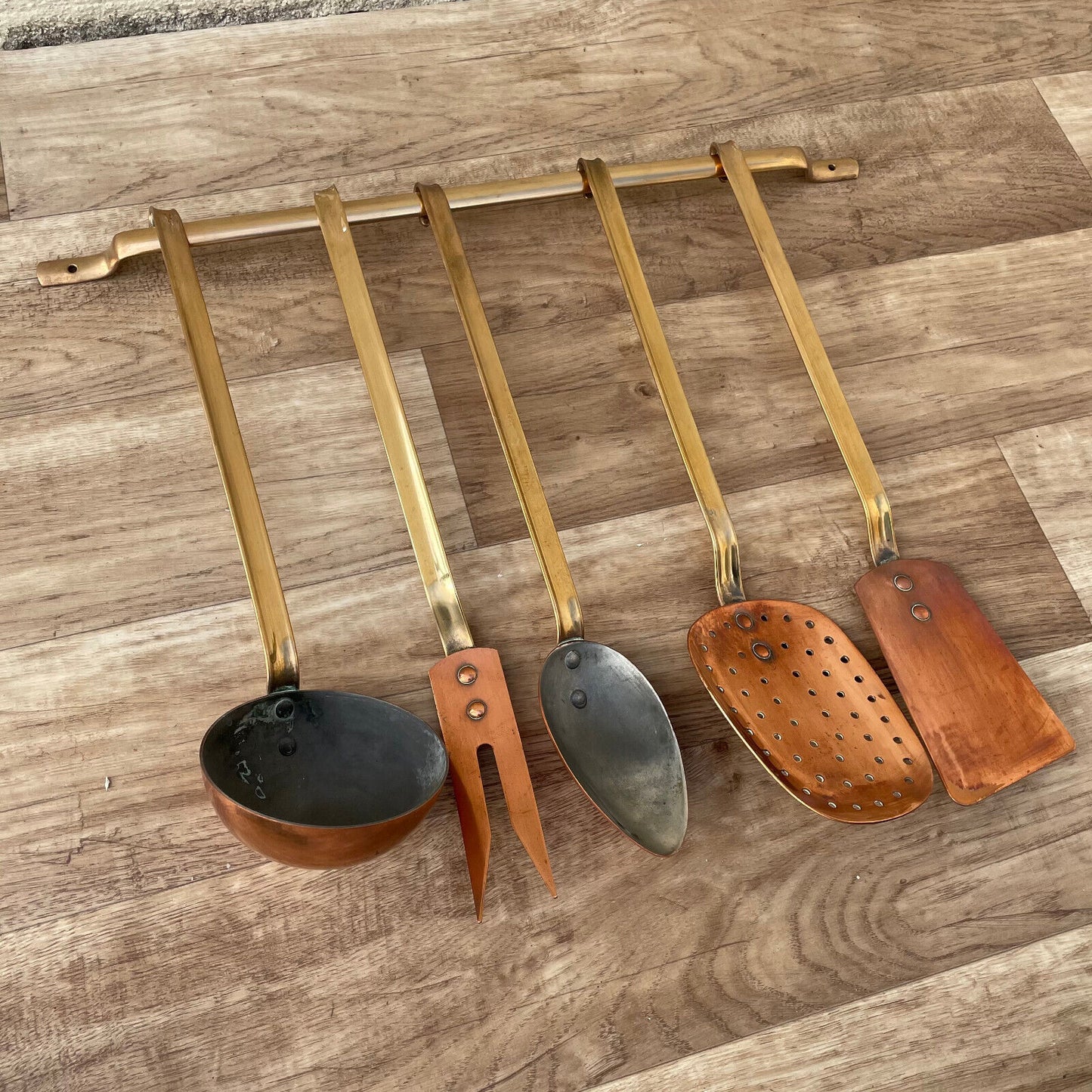 Vintage French Brass Copper Utensils set of 5 1203253