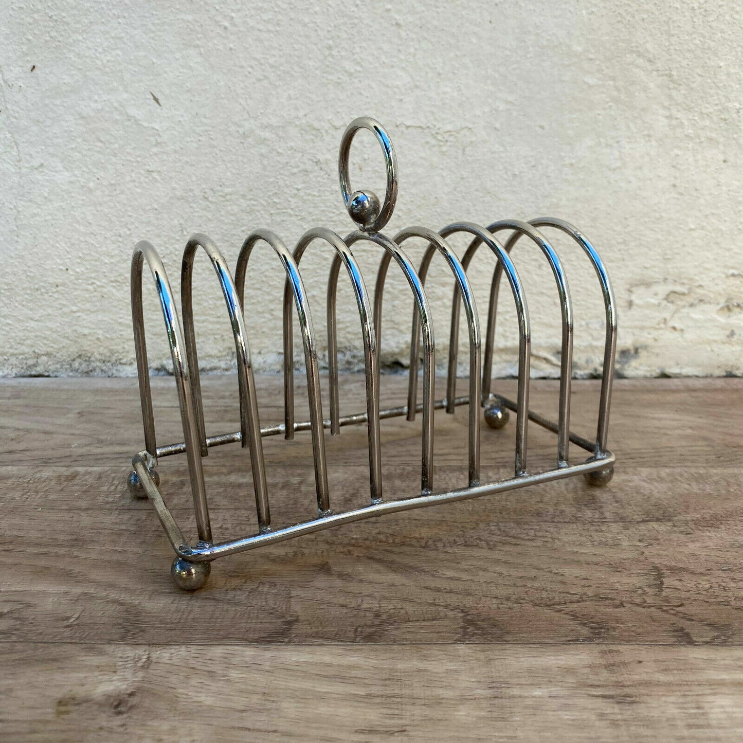 VINTAGE CUTE METAL silver plated toast rack from france 7" 3110215 - Fleamarketfrance