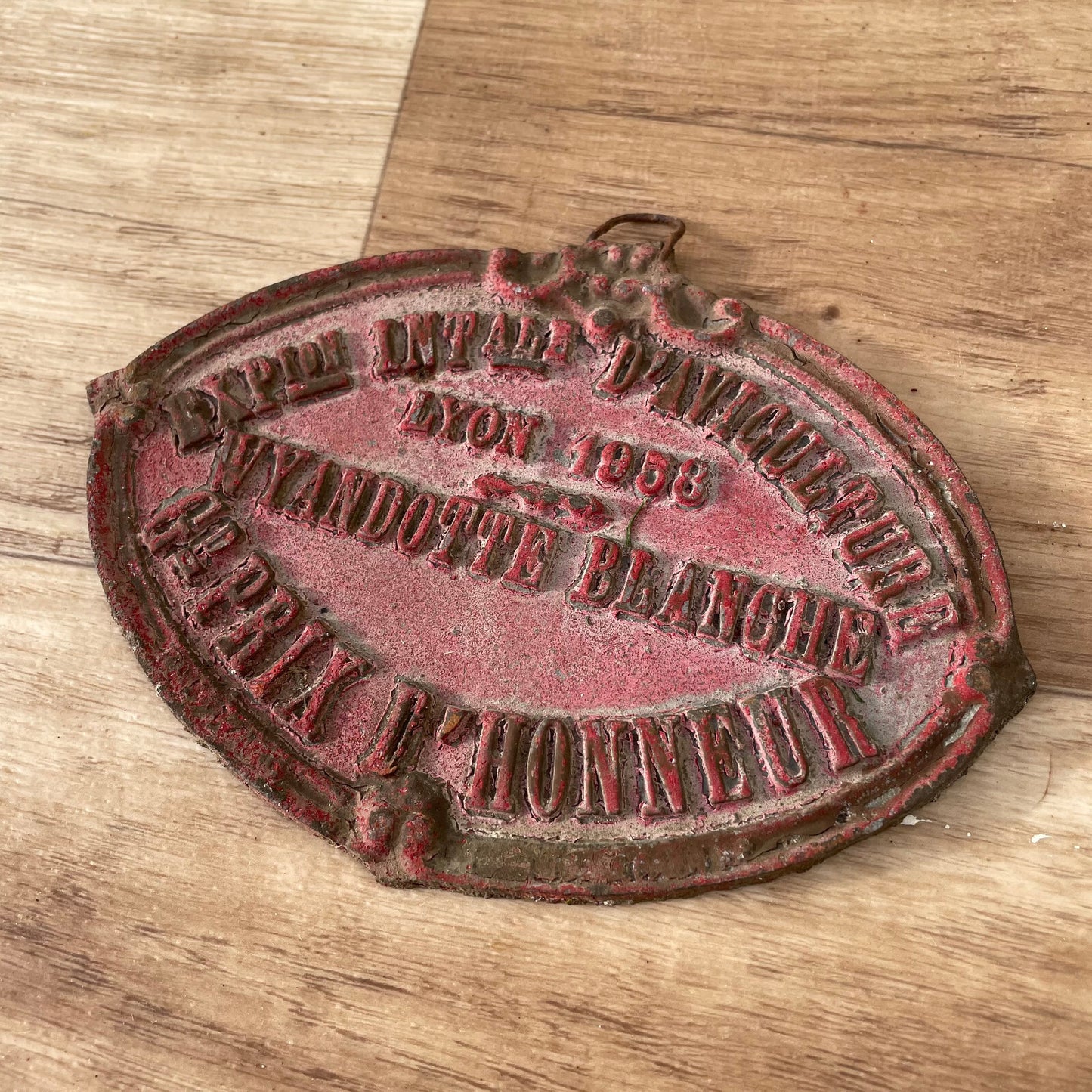 French Vintage Agricultural Plaque Lyon 1958 Cast Iron Poultry Award 11032517 Fleamarketfrance