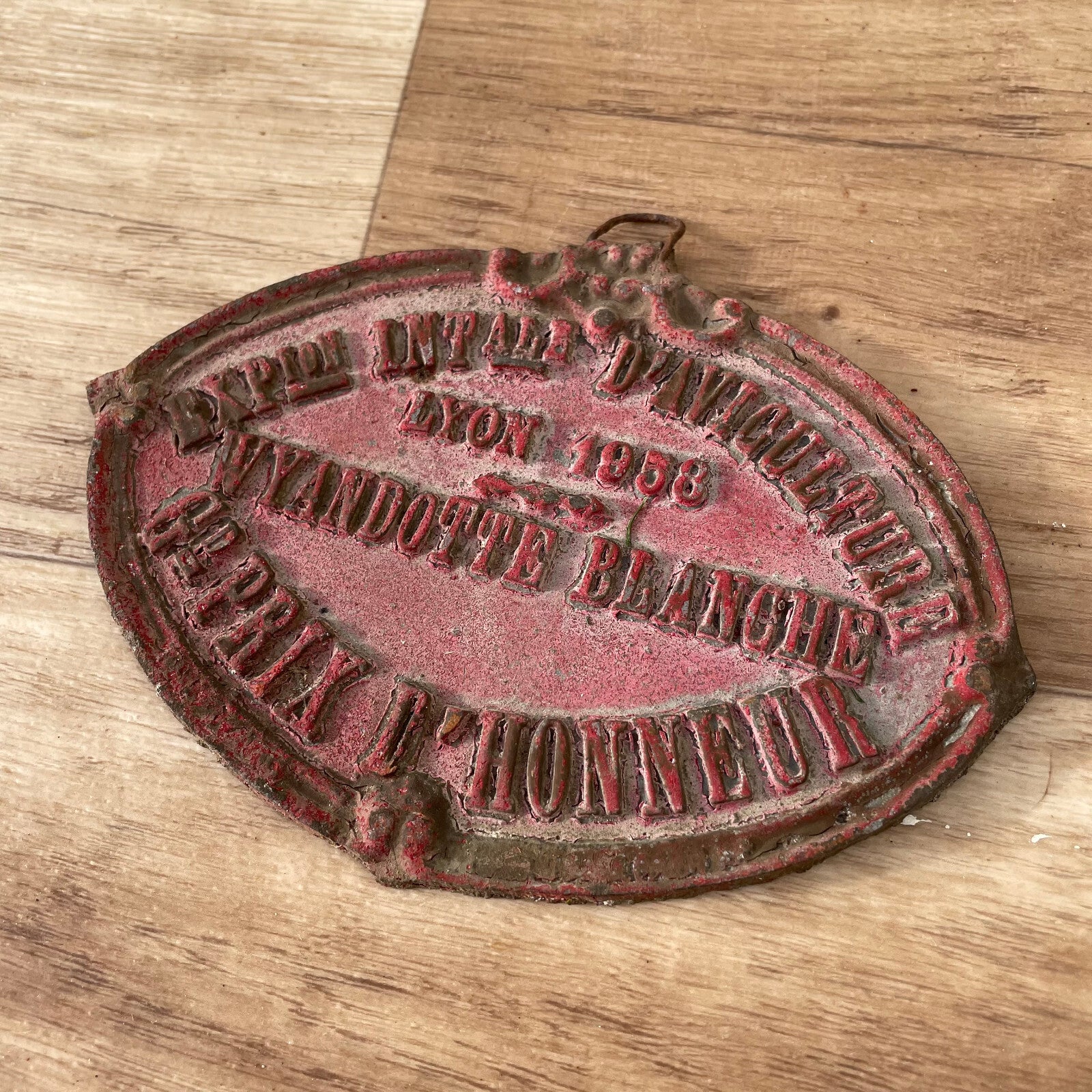 French Vintage Agricultural Plaque Lyon 1958 Cast Iron Poultry Award 11032517 Fleamarketfrance