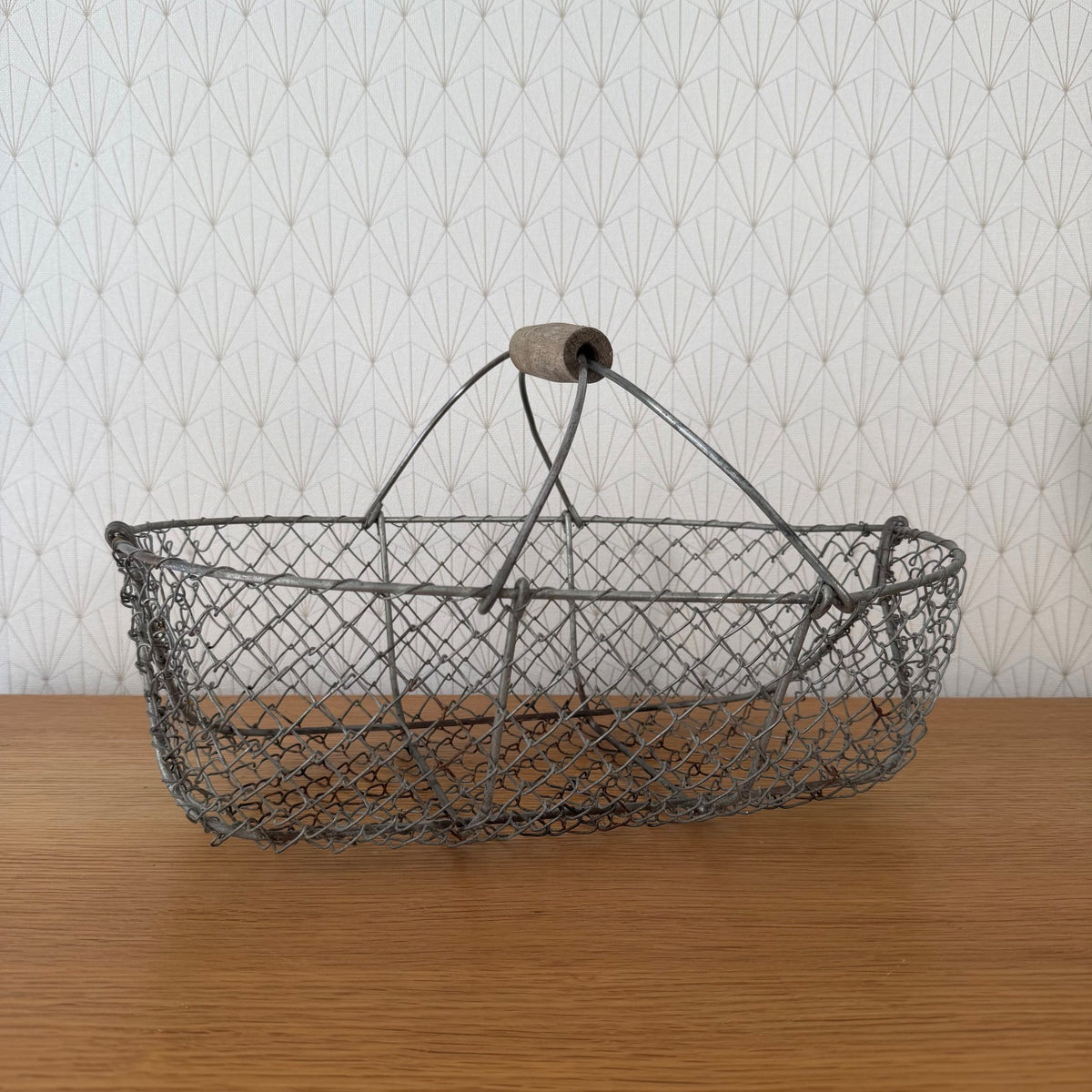 French Wire Basket Harvesting Vintage 0409266