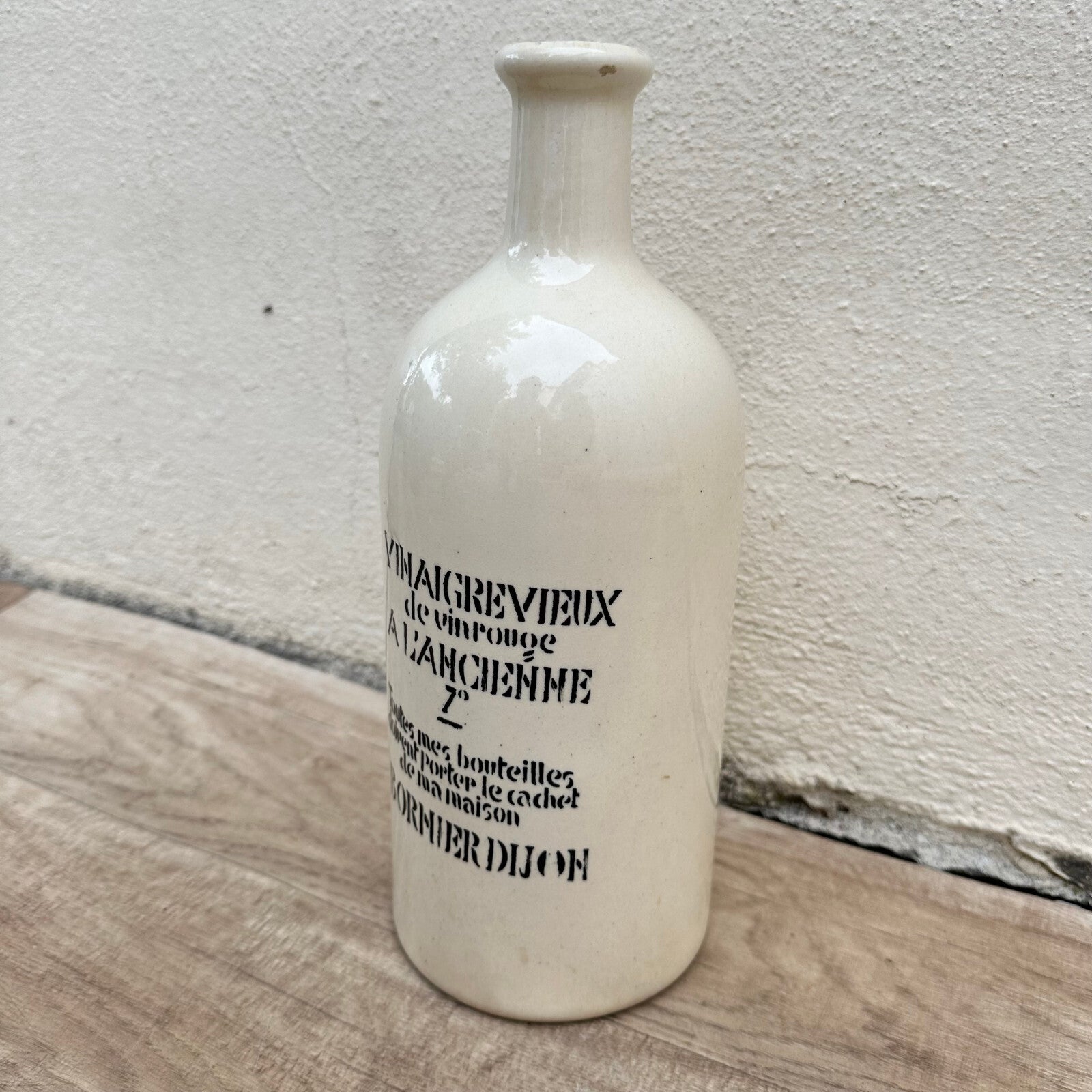 French Antique Stoneware Vinegar Bottle Dijon Ceramic Grey Glazed 1611232 Unmarked