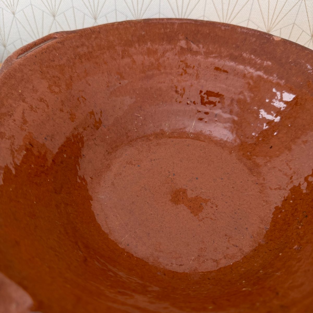 Antique French Terracotta Tian Bowl Red Glazed Rustic Farmhouse Pottery 2610267 Fleamarketfrance