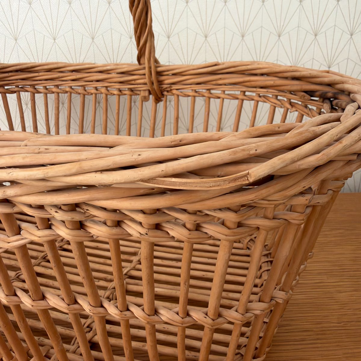 Vintage French Wicker Market Basket with Handle Farmhouse 20102620 Fleamarketfrance