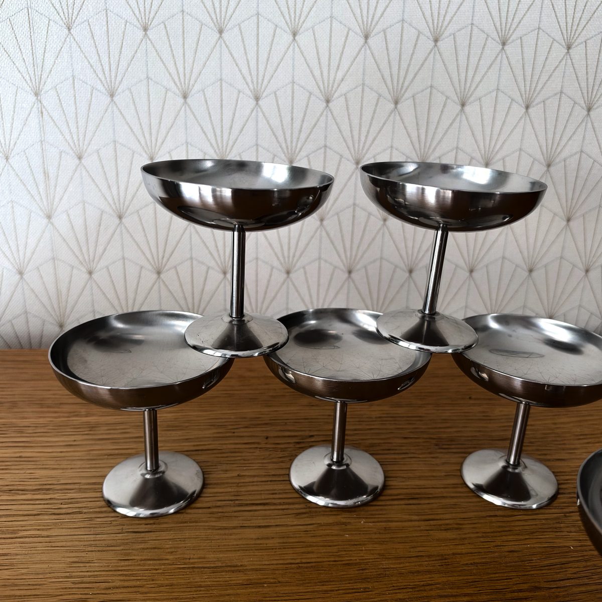 Guy Degrenne Champagne Coupes Stainless Steel Set of 6 French Vintage 0910266 Fleamarketfrance