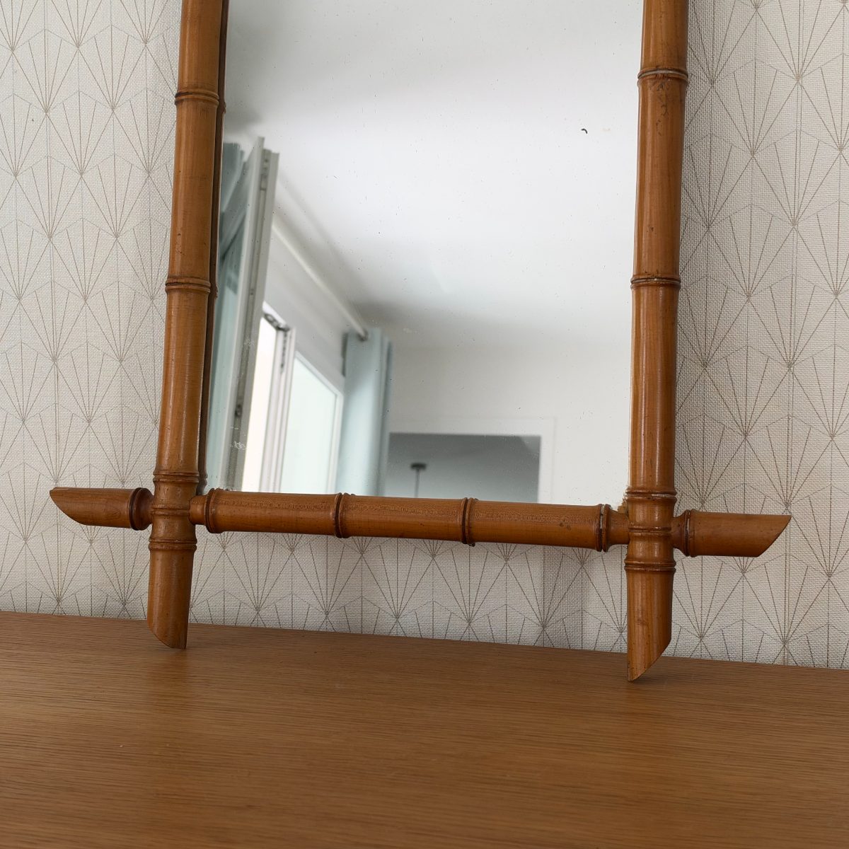 Antique French Faux Bamboo Wood Mirror Turned Wood Frame 0710265 Fleamarketfrance