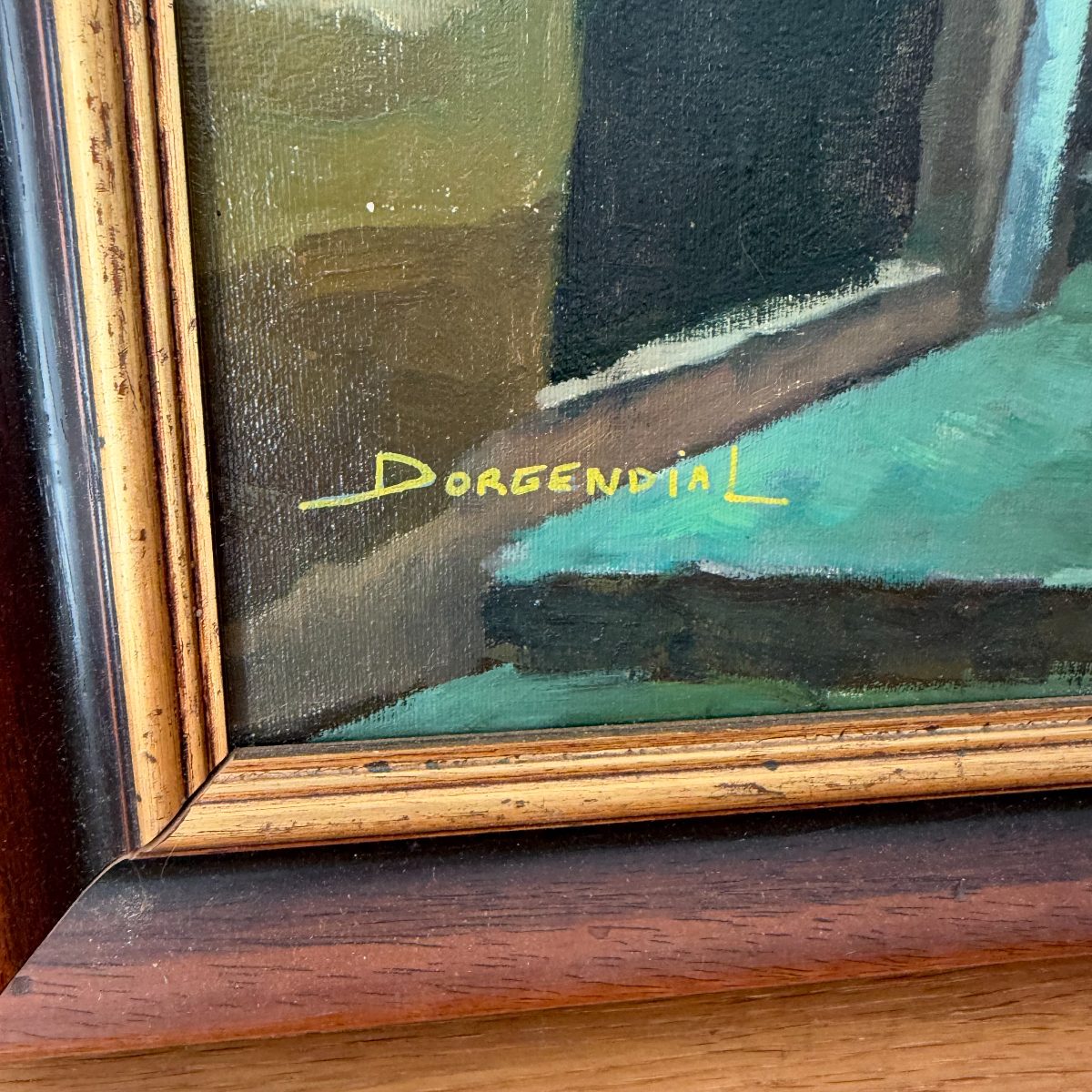French Oil Painting Medieval Street Scene Signed Dorgendial Gard Village 0910262 Fleamarketfrance