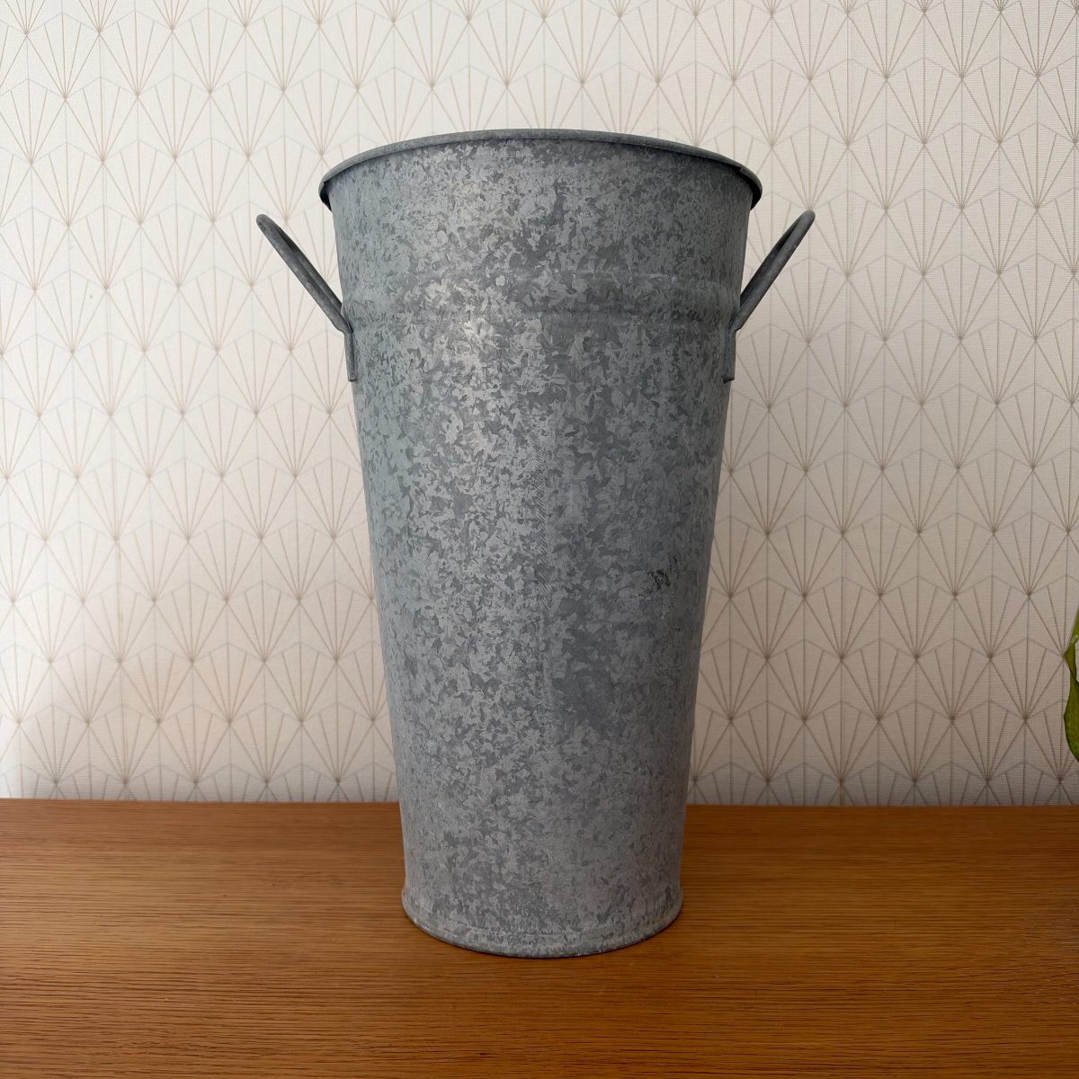 Vintage French Zinc Flower Bucket Vase with Handles Farmhouse 09102615 Fleamarketfrance