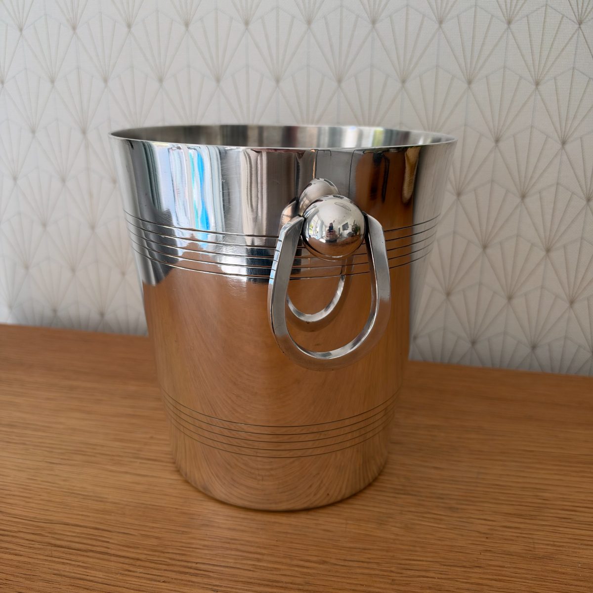 French Vintage Champagne Ice Bucket Stainless Steel Ring Handles 2210263 Fleamarketfrance