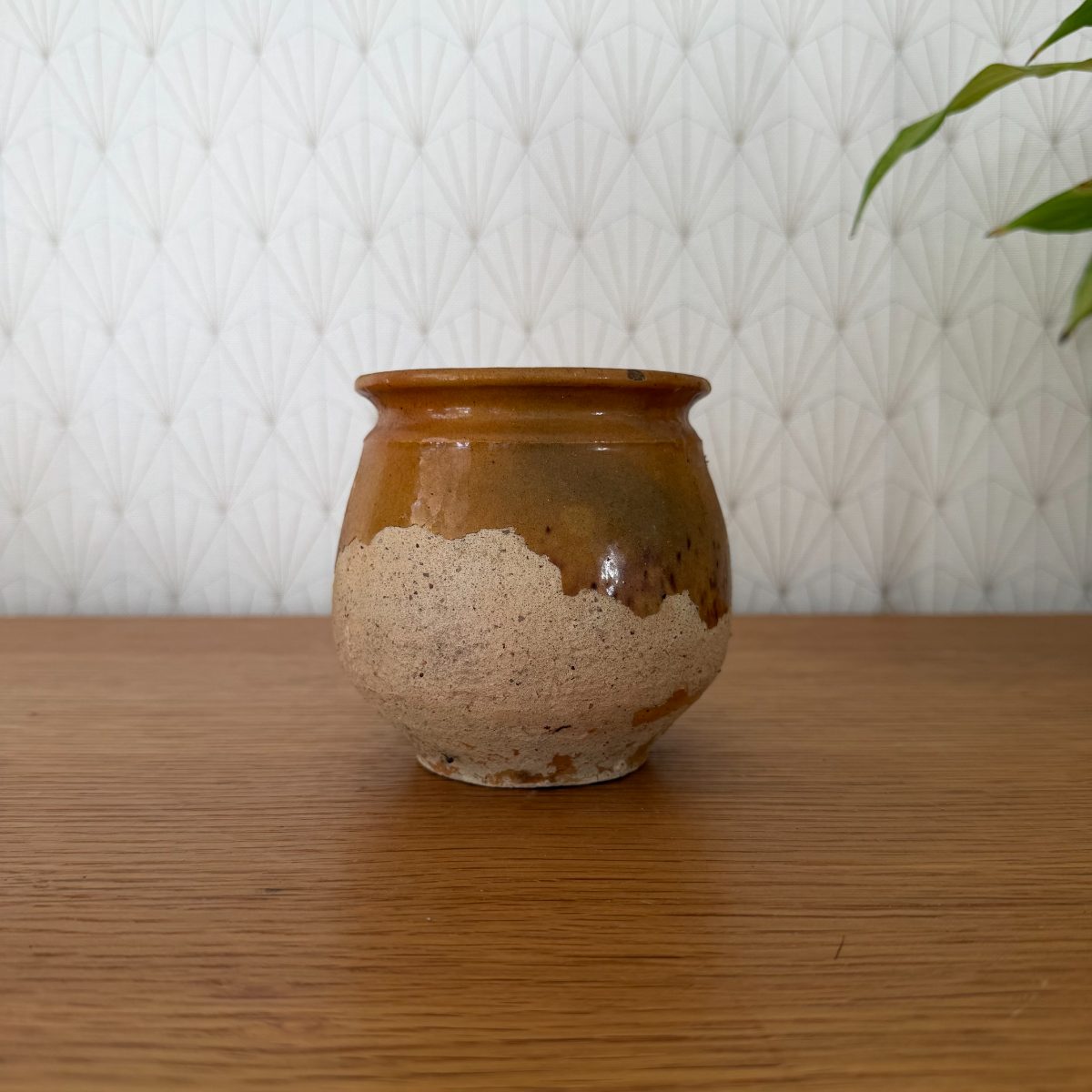 French Stoneware Jar Rustic Amber Glaze Vintage Studio Pottery 1410269 Fleamarketfrance