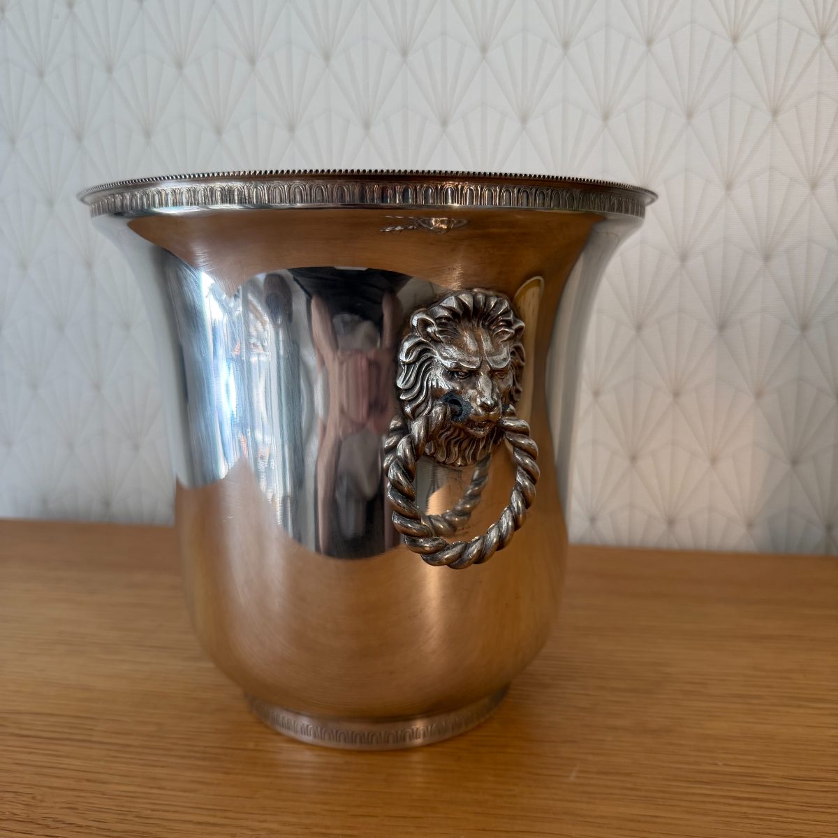 French Silver Plated Champagne Ice Bucket Lion Head Ring Handles 2610269 Fleamarketfrance