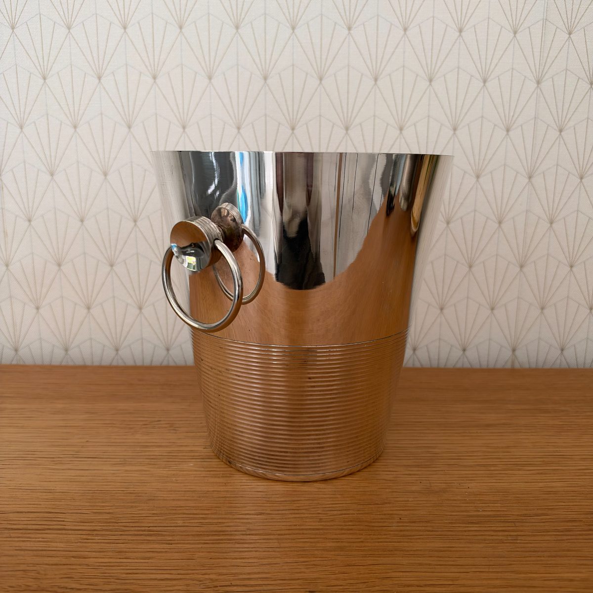 Vintage French Silver Plated Champagne Ice Bucket Ring Handles 20102626 Fleamarketfrance