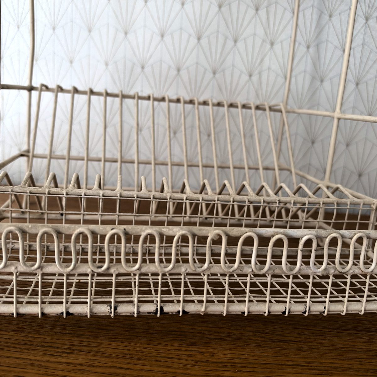 French Wire Dish Rack 2-Tier Egouttoir Ornate Scrollwork Vintage 0910265