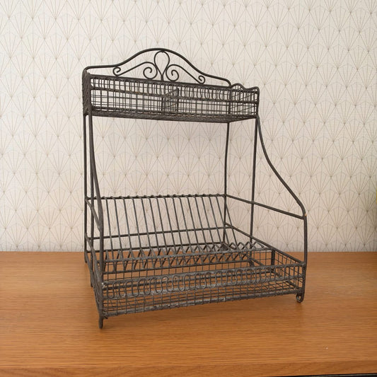 Antique French Wire Dish Rack 2-Tier Egouttoir Kitchen Organizer 20102625 Fleamarketfrance