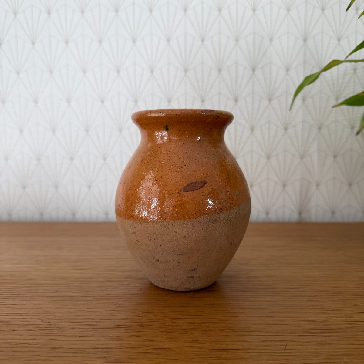 French Rustic Pottery Vase Half-Glazed Terracotta Stoneware Vintage 14102620 Fleamarketfrance