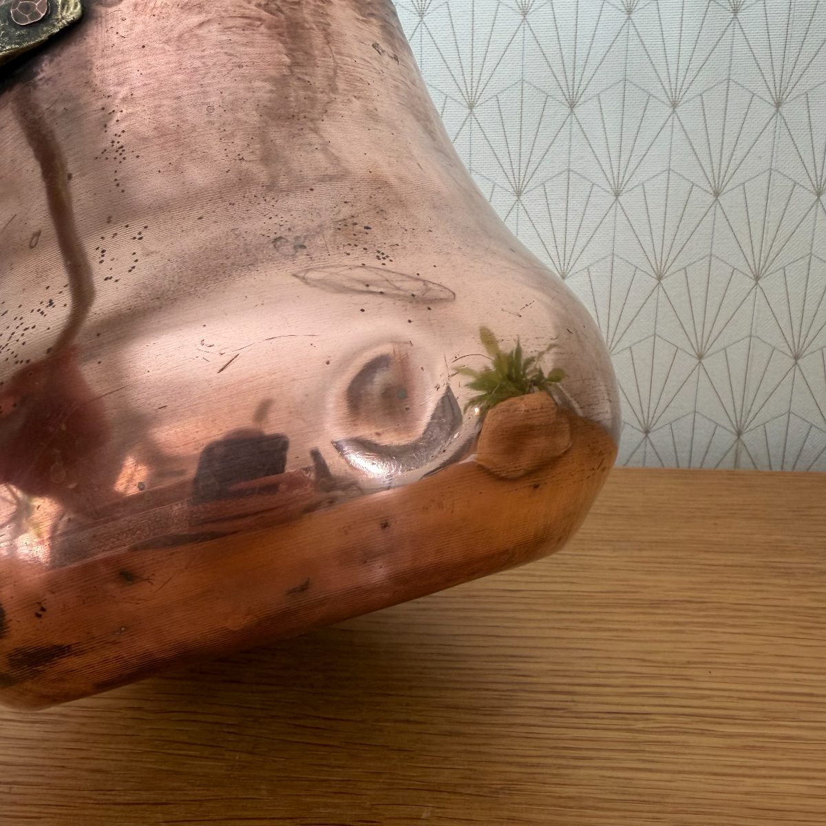 Antique French Hammered Copper Pitcher Jug Brass Handle Farmhouse 1010262 Fleamarketfrance