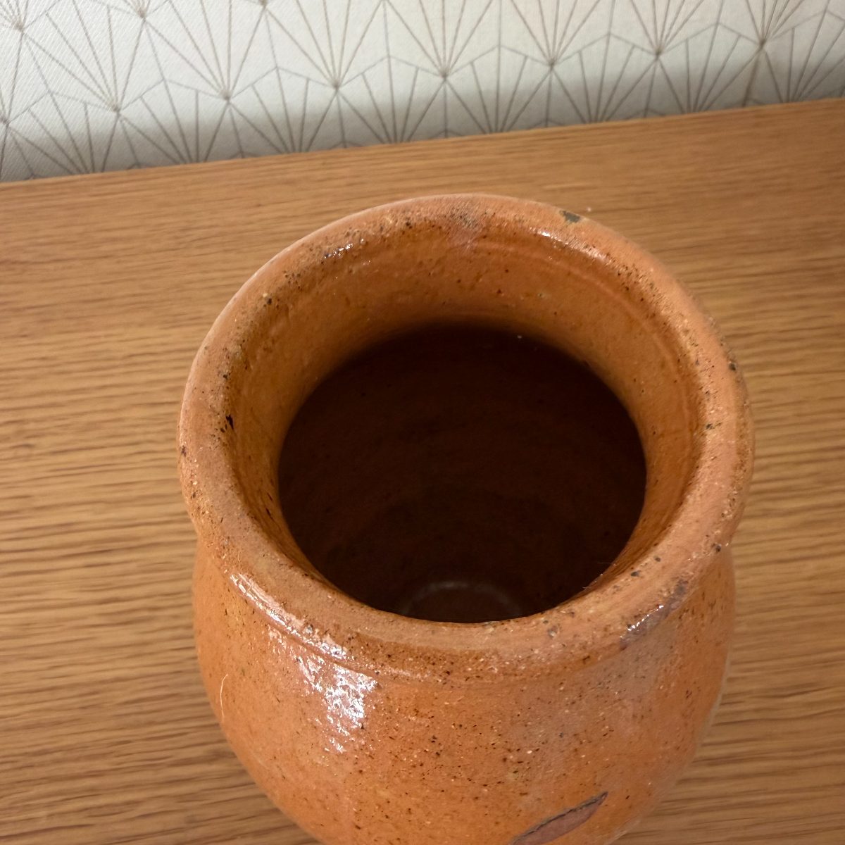 French Rustic Pottery Vase Half-Glazed Terracotta Stoneware Vintage 14102620 Fleamarketfrance