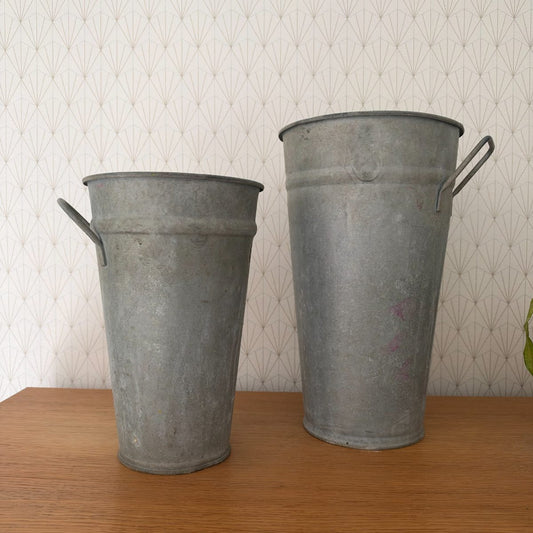 Vintage French Zinc Flower Bucket Florist Vase Set of 2 09102616 Fleamarketfrance