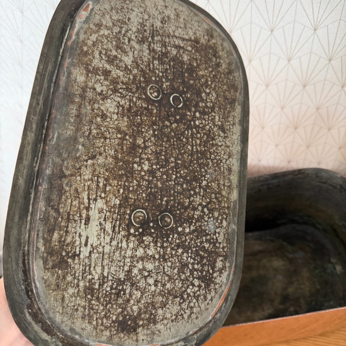 Antique French Copper Oval Roasting Pan Pot Brass Handles Lid 14102614 Fleamarketfrance