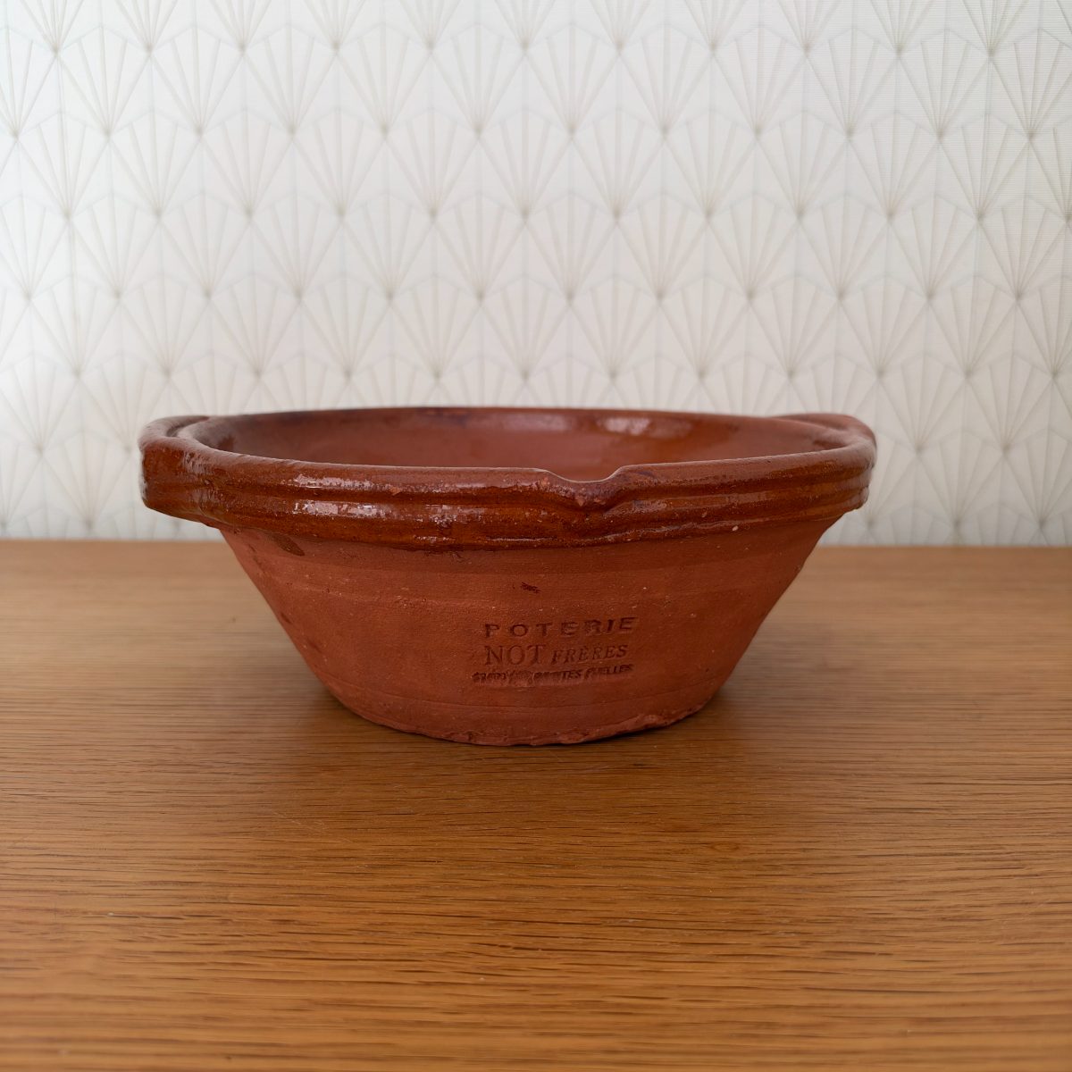 Antique French Terracotta Bowl Poterie Not Freres Glazed Earthenware 07102620 Fleamarketfrance