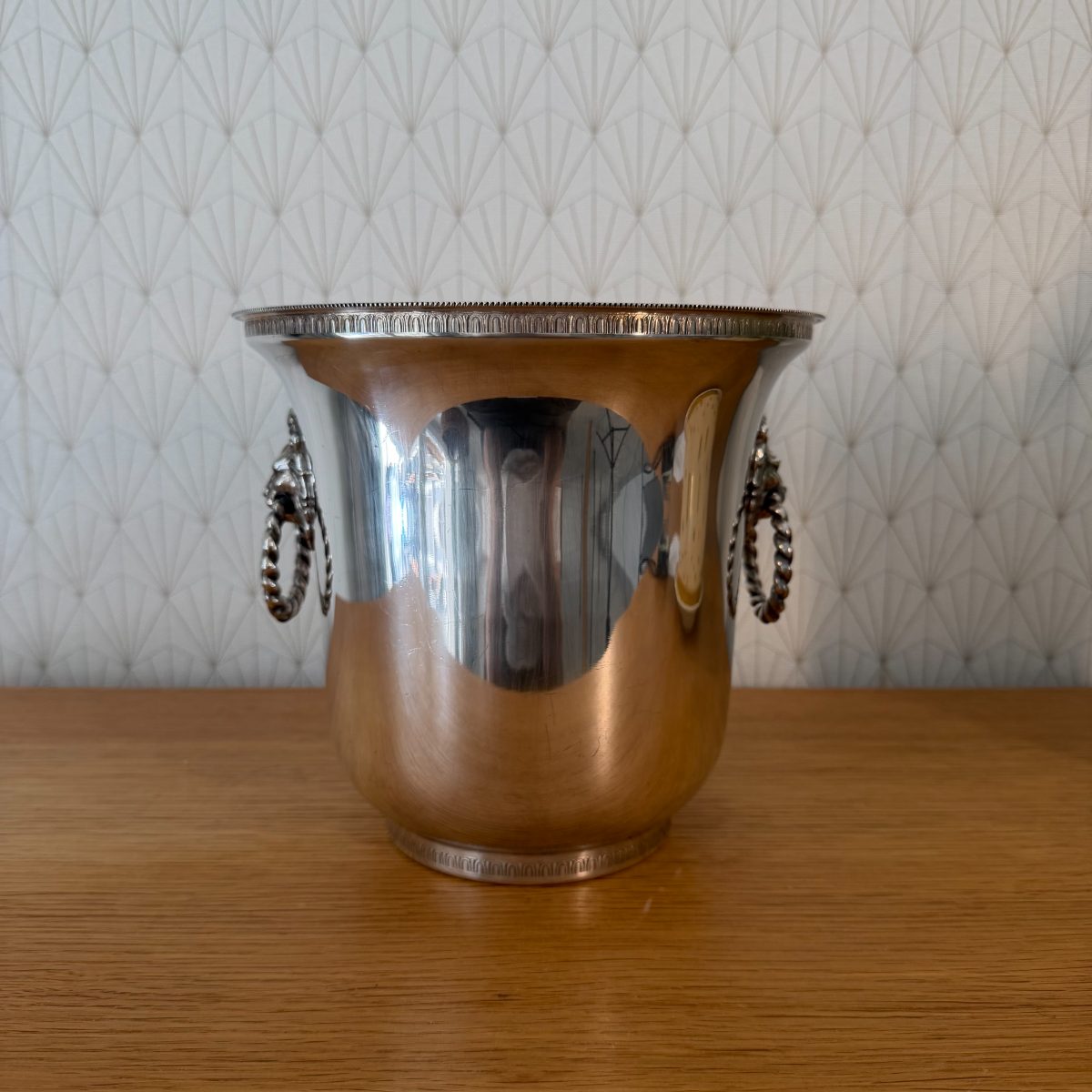 French Silver Plated Champagne Ice Bucket Lion Head Ring Handles 2610269 Fleamarketfrance
