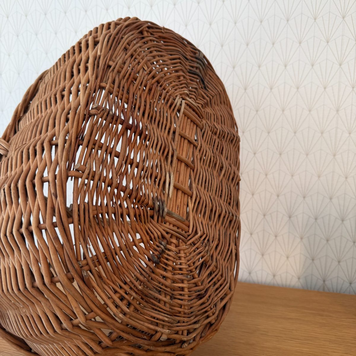 French Wicker Market Basket with Handle Vintage Rattan Shopping 2610265 Fleamarketfrance