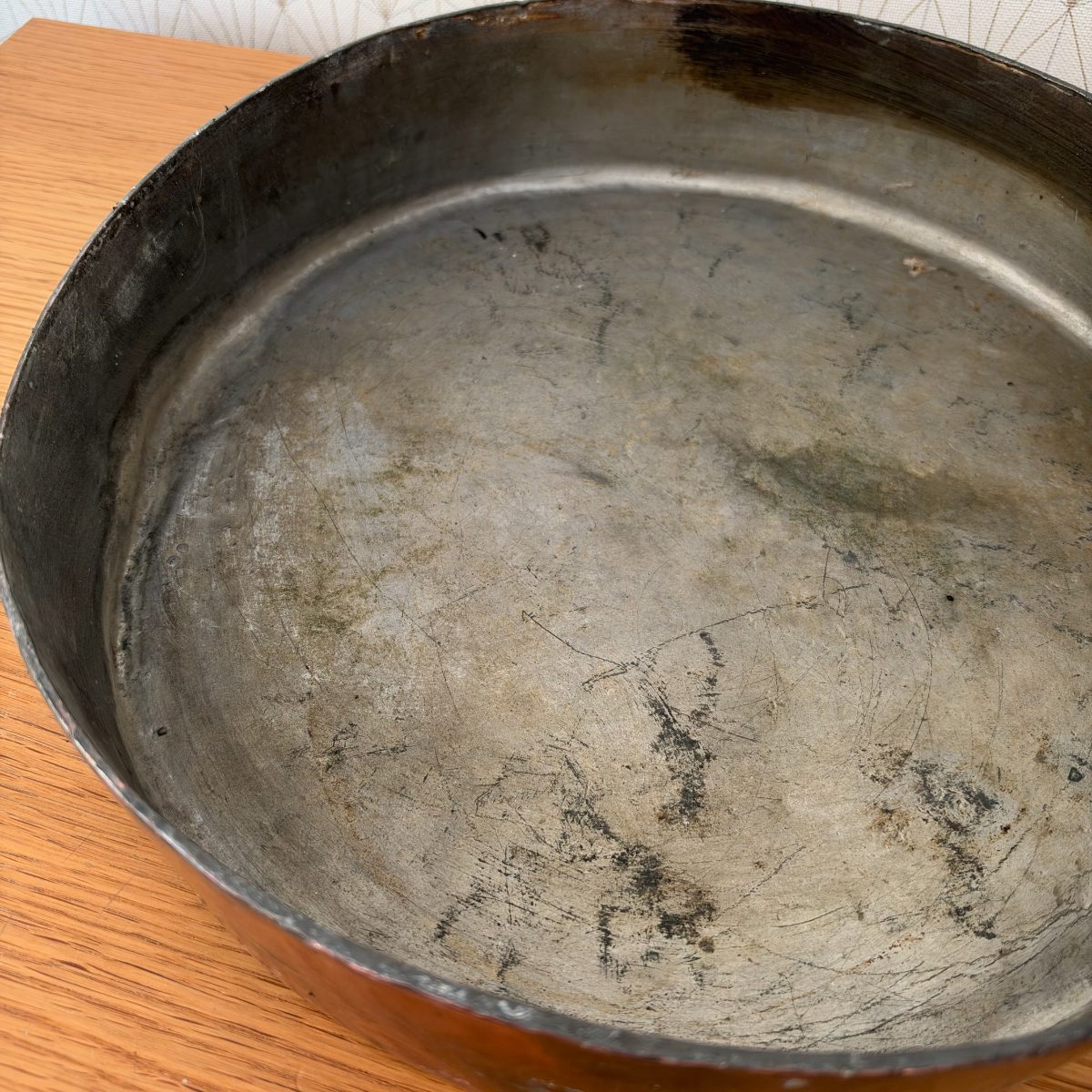Antique French Copper Saute Pan Iron Handle Large 34cm Restore 20102624 Fleamarketfrance