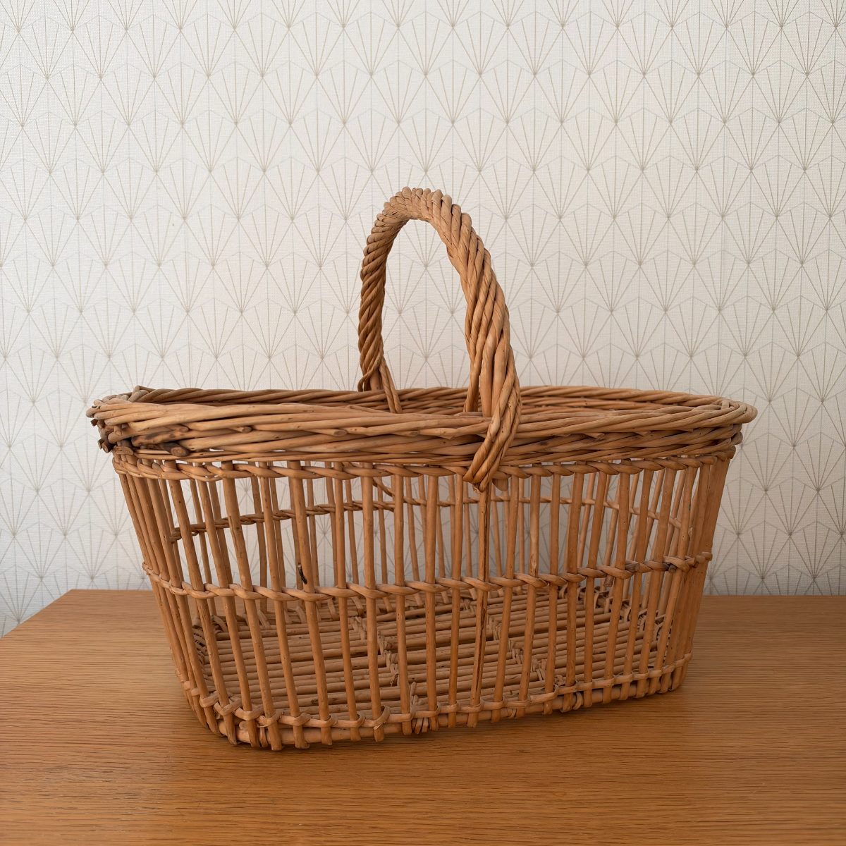 Vintage French Wicker Market Basket with Handle Farmhouse 20102620 Fleamarketfrance