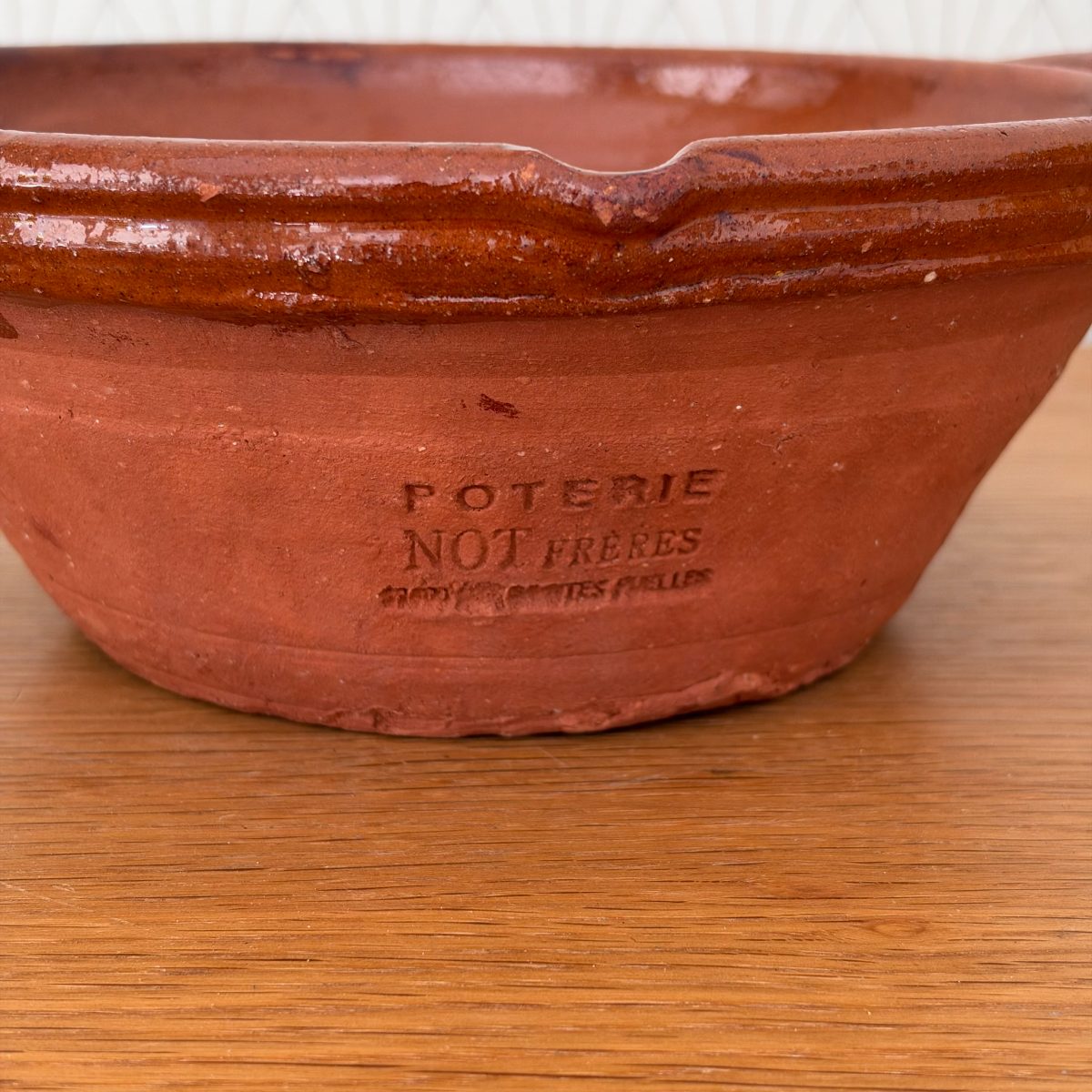 Antique French Terracotta Bowl Poterie Not Freres Glazed Earthenware 07102620 Fleamarketfrance