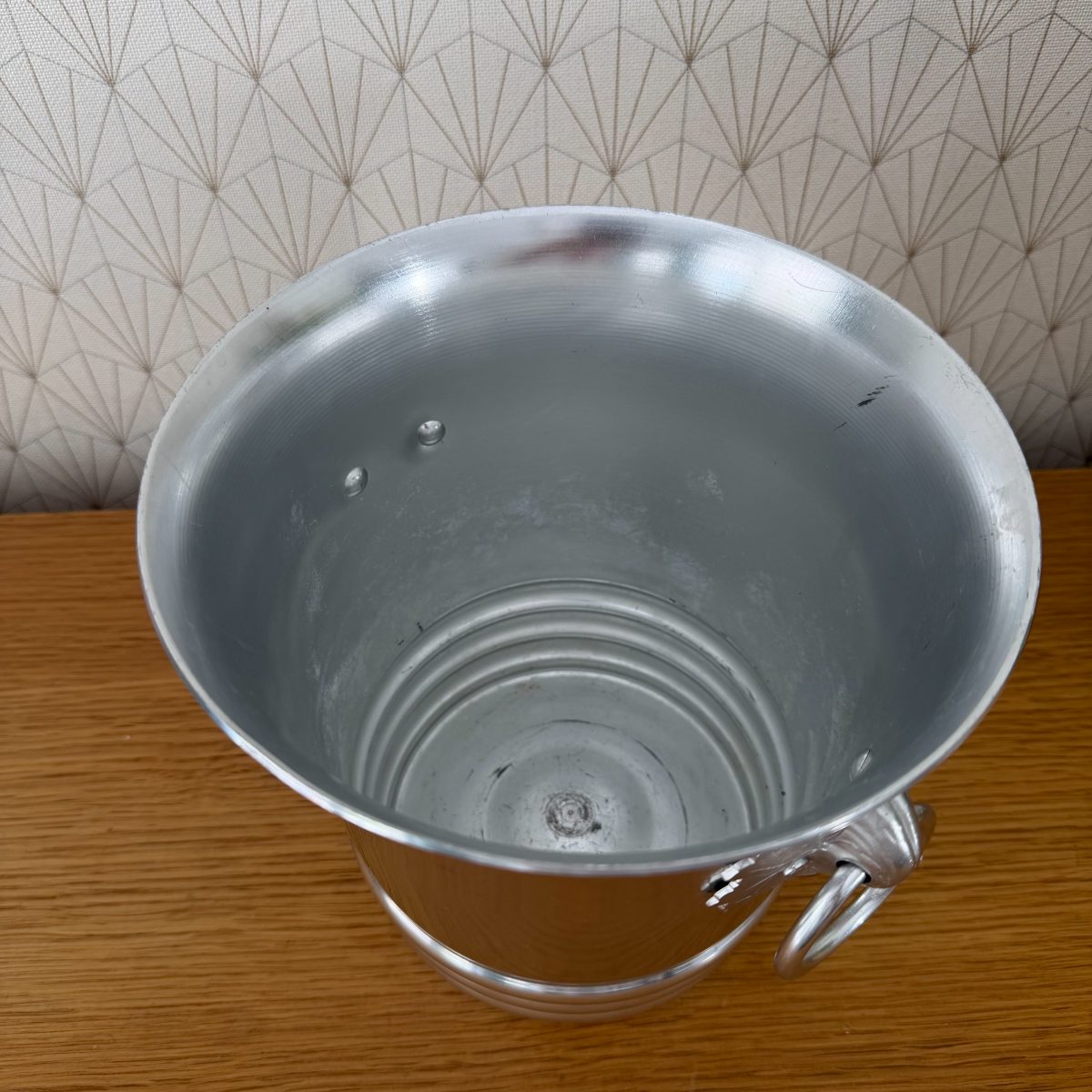 French Champagne Ice Bucket Silver Aluminum Vine Ring Handles Argit 1010264 Fleamarketfrance