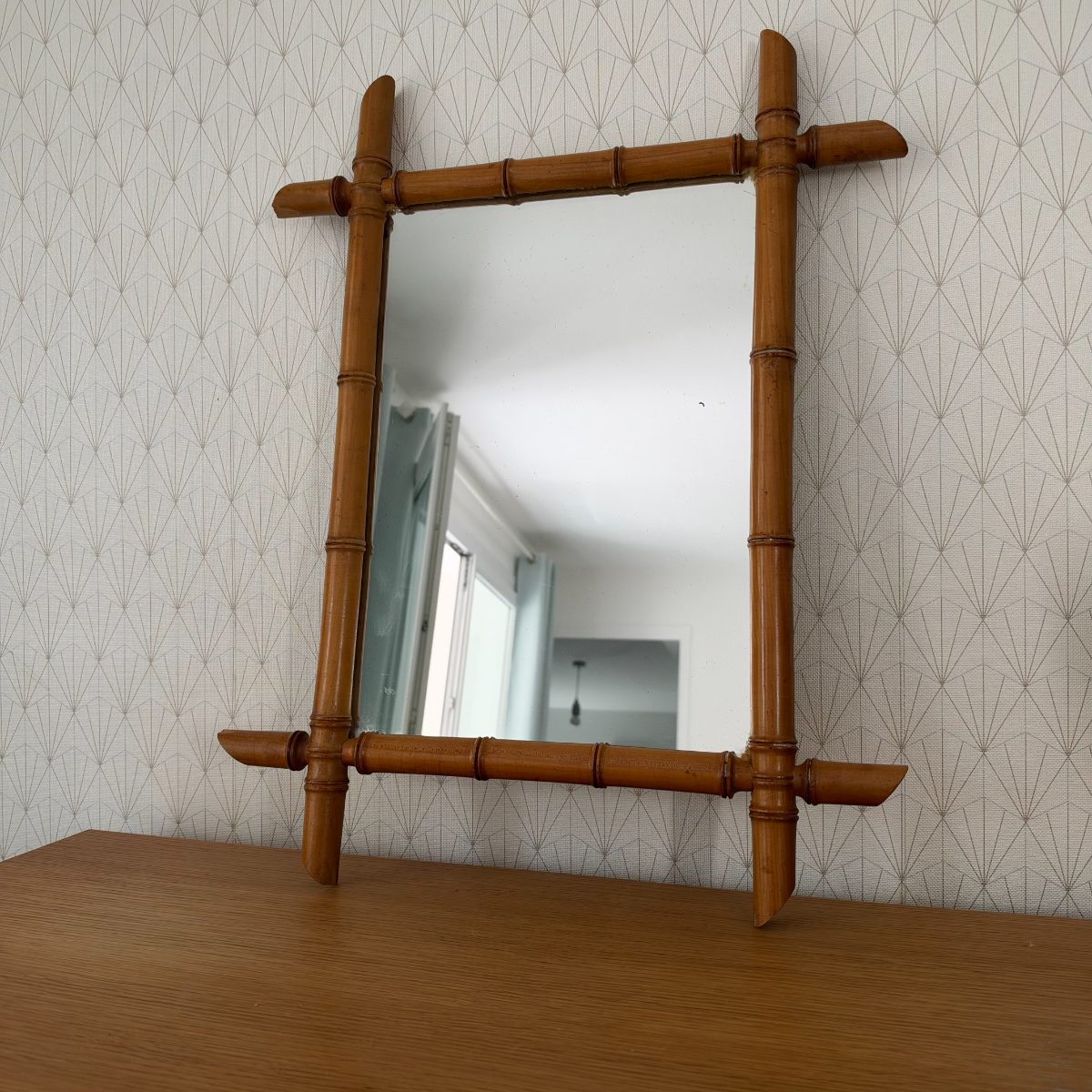 Antique French Faux Bamboo Wood Mirror Turned Wood Frame 0710265 Fleamarketfrance