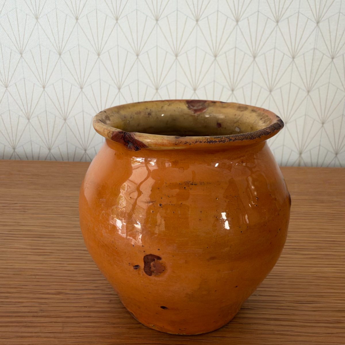 French Antique Confit Pot Glazed Terracotta Pottery Jar 07102610 Fleamarketfrance
