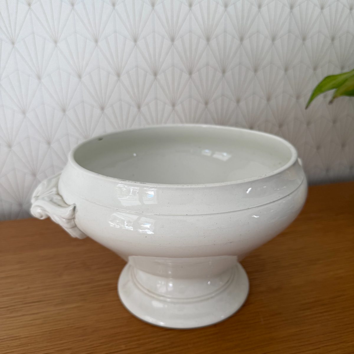 French White Ceramic Soup Tureen Footed Bowl Lion Head Handles Vintage 1410261 Fleamarketfrance