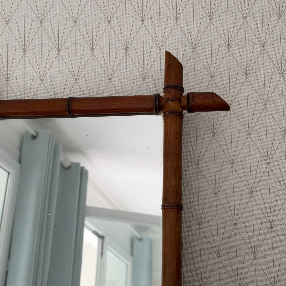 Antique French Faux Bamboo Wood Mirror Rustic Farmhouse Decor 2210264 Fleamarketfrance