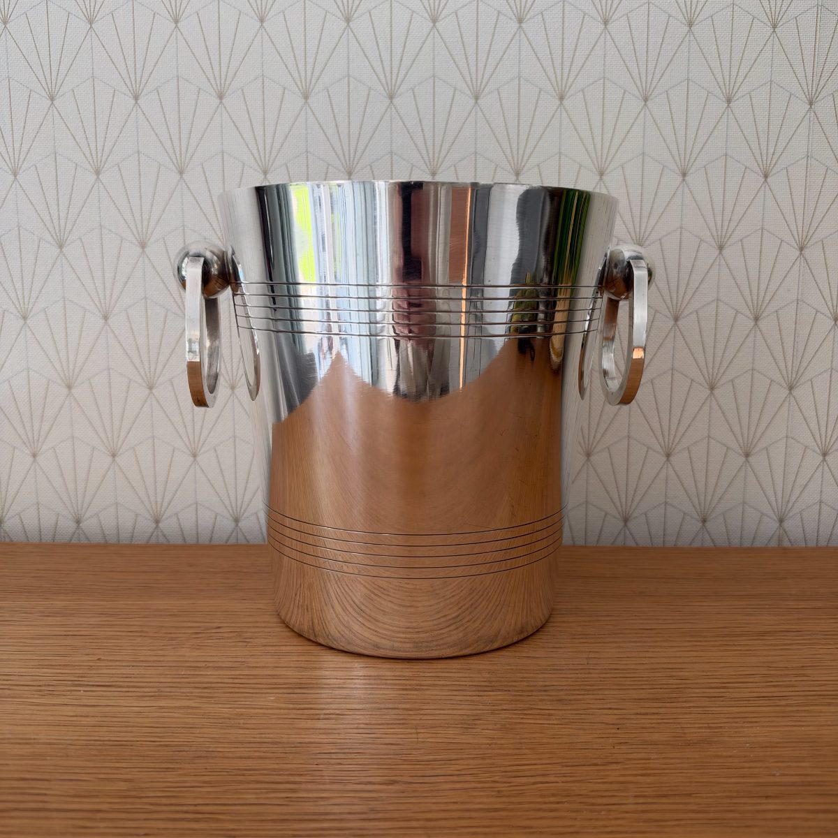 French Vintage Champagne Ice Bucket Stainless Steel Ring Handles 2210263 Fleamarketfrance