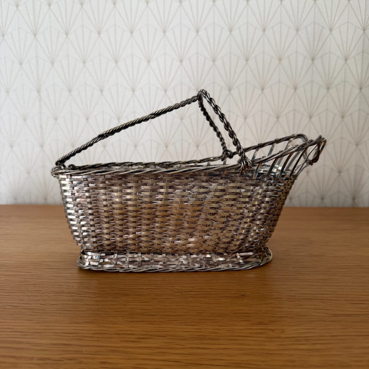 French Silver Plated Woven Wire Bottle Basket Gallia Christofle 14102613 Fleamarketfrance