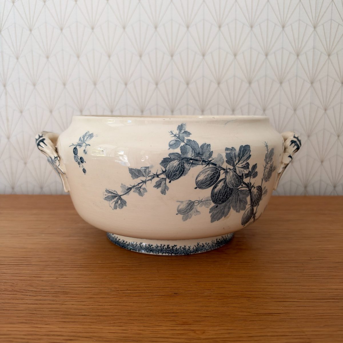 Antique French Sarreguemines Groseilles Transferware Bowl Ironstone 20102633 Fleamarketfrance