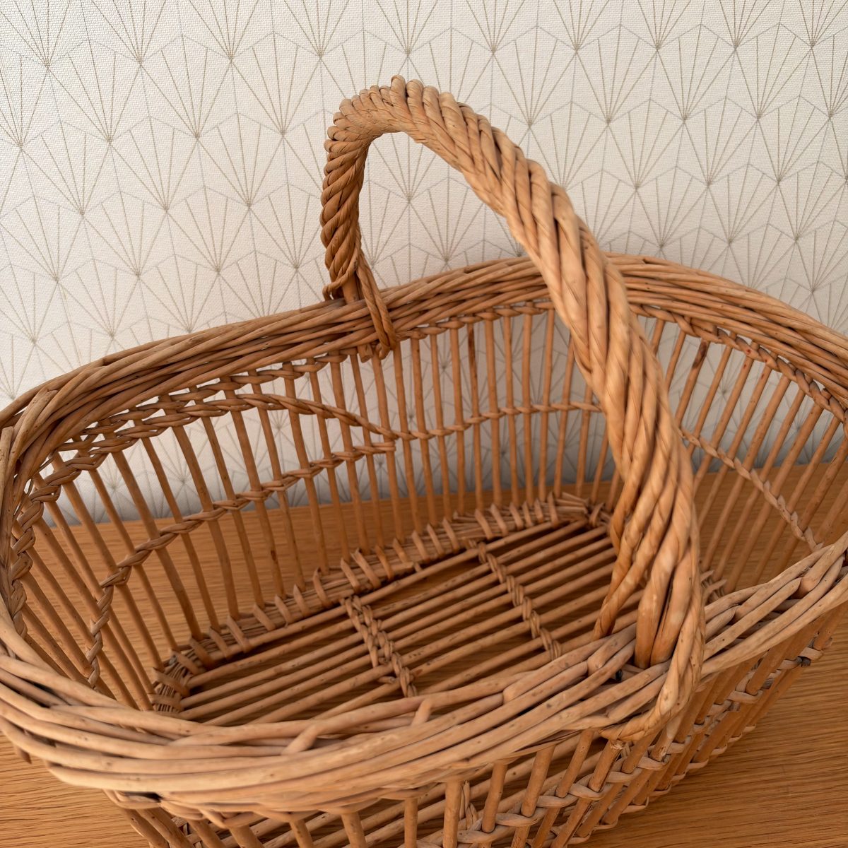 Vintage French Wicker Market Basket with Handle Farmhouse 20102620 Fleamarketfrance