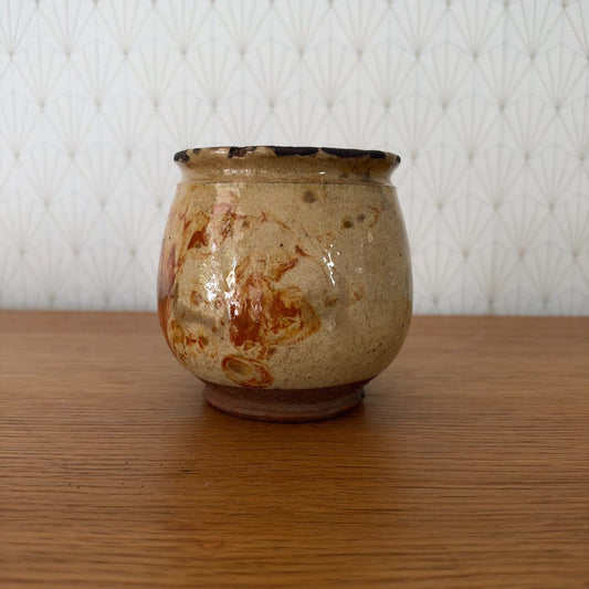 French Rustic Glazed Stoneware Pot Vintage Studio Pottery Vase 07102619 Fleamarketfrance