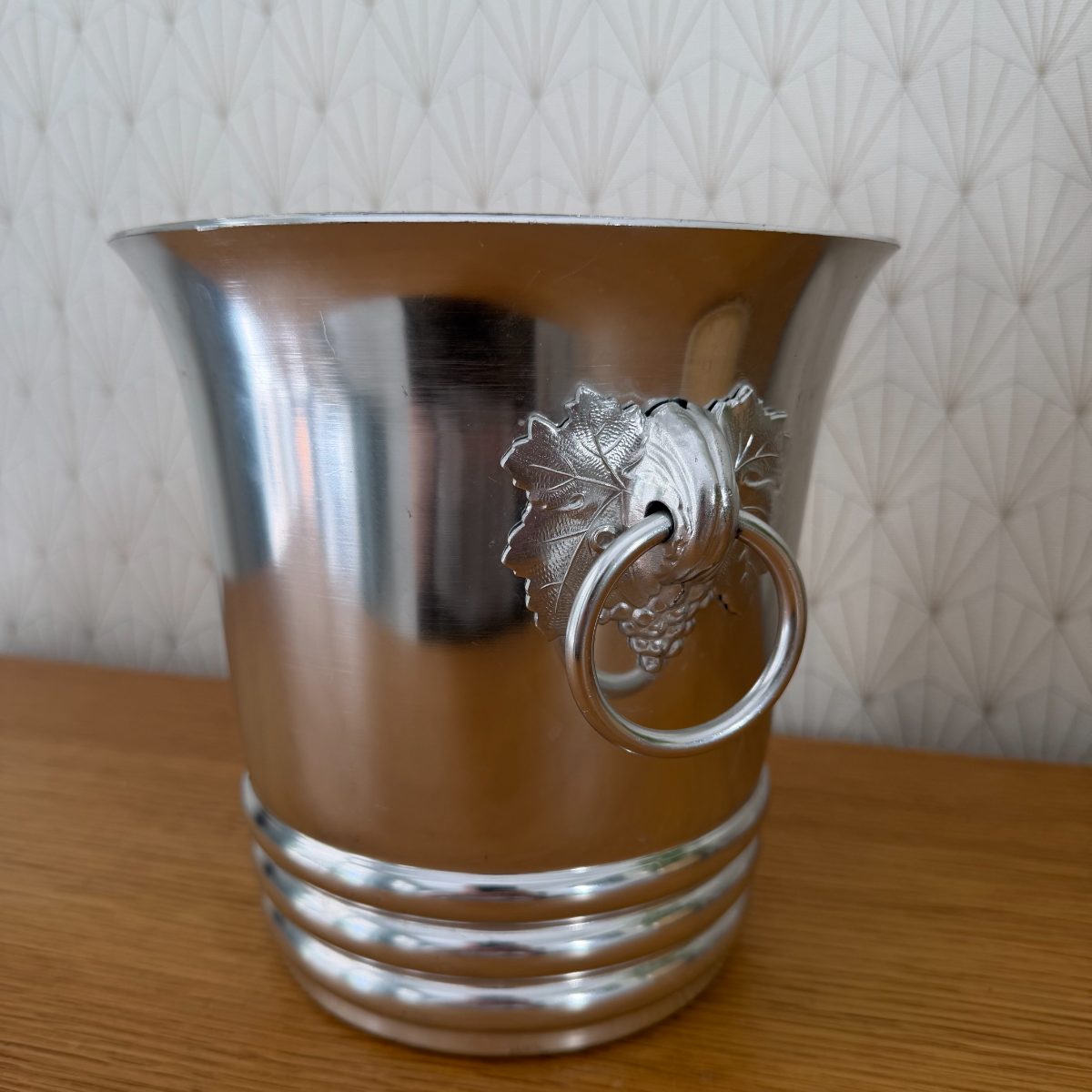 French Champagne Ice Bucket Silver Aluminum Vine Ring Handles Argit 1010264 Fleamarketfrance