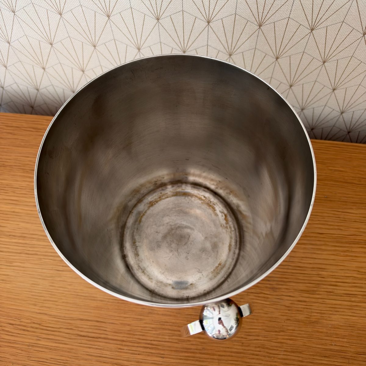 French Vintage Champagne Ice Bucket Stainless Steel Ring Handles 2210263 Fleamarketfrance