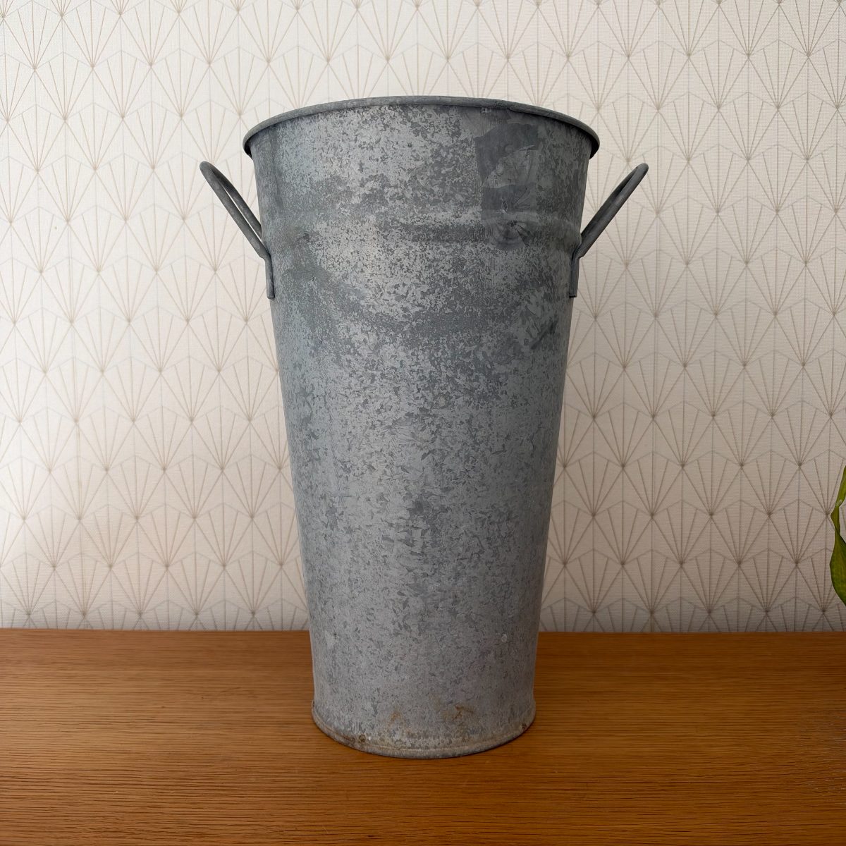 Vintage French Zinc Flower Bucket Vase with Handles Farmhouse 09102615 Fleamarketfrance