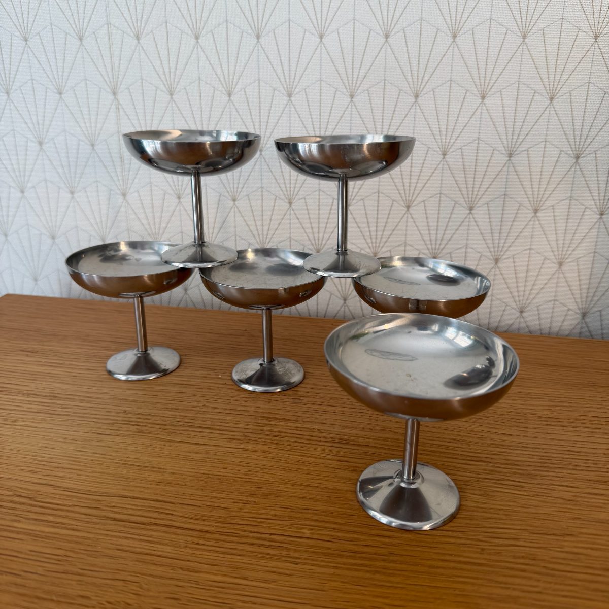 Guy Degrenne Champagne Coupes Stainless Steel Set of 6 French Vintage 2610261 Fleamarketfrance