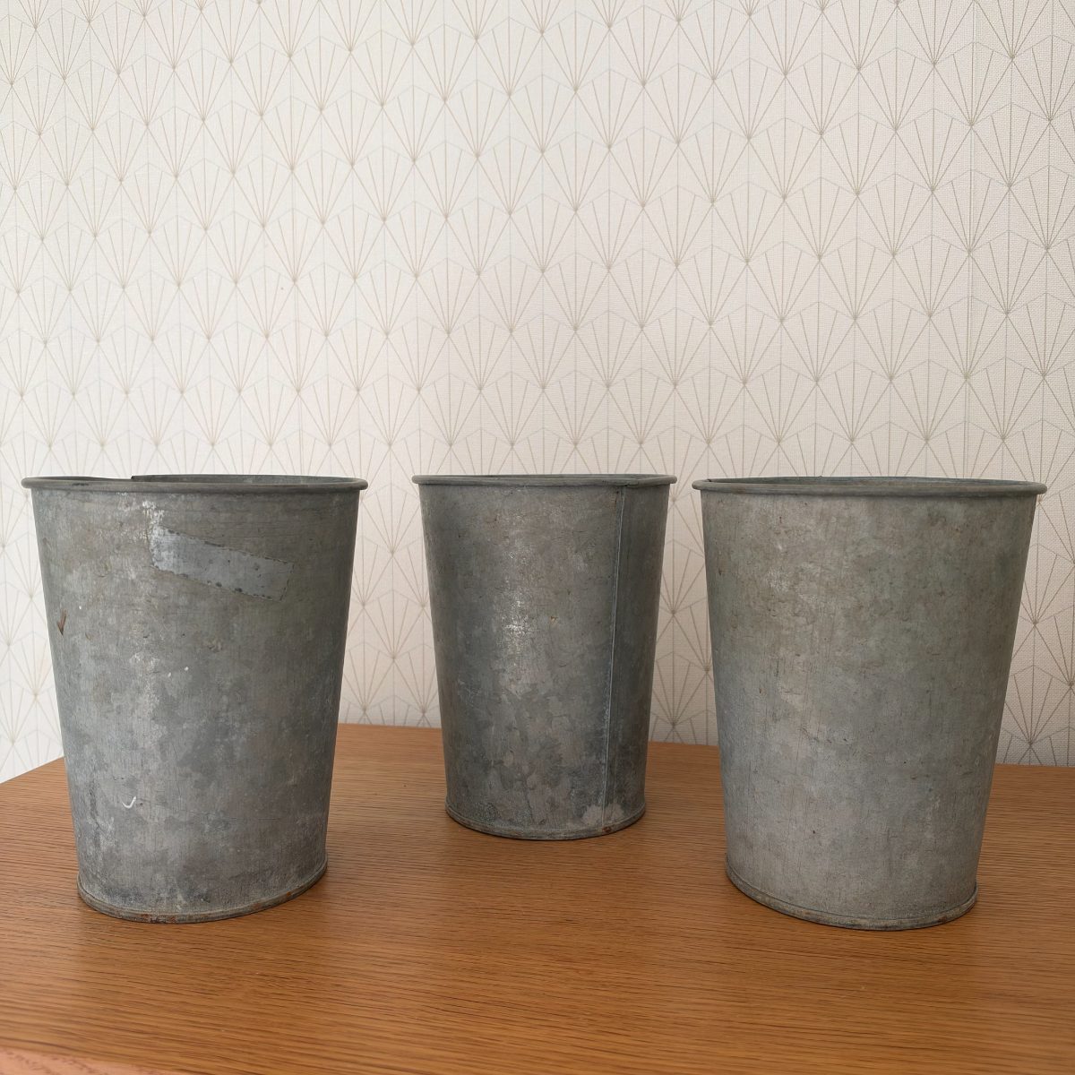 Set of 3 French Vintage Zinc Flower Buckets Rustic Farmhouse 09102614 Fleamarketfrance