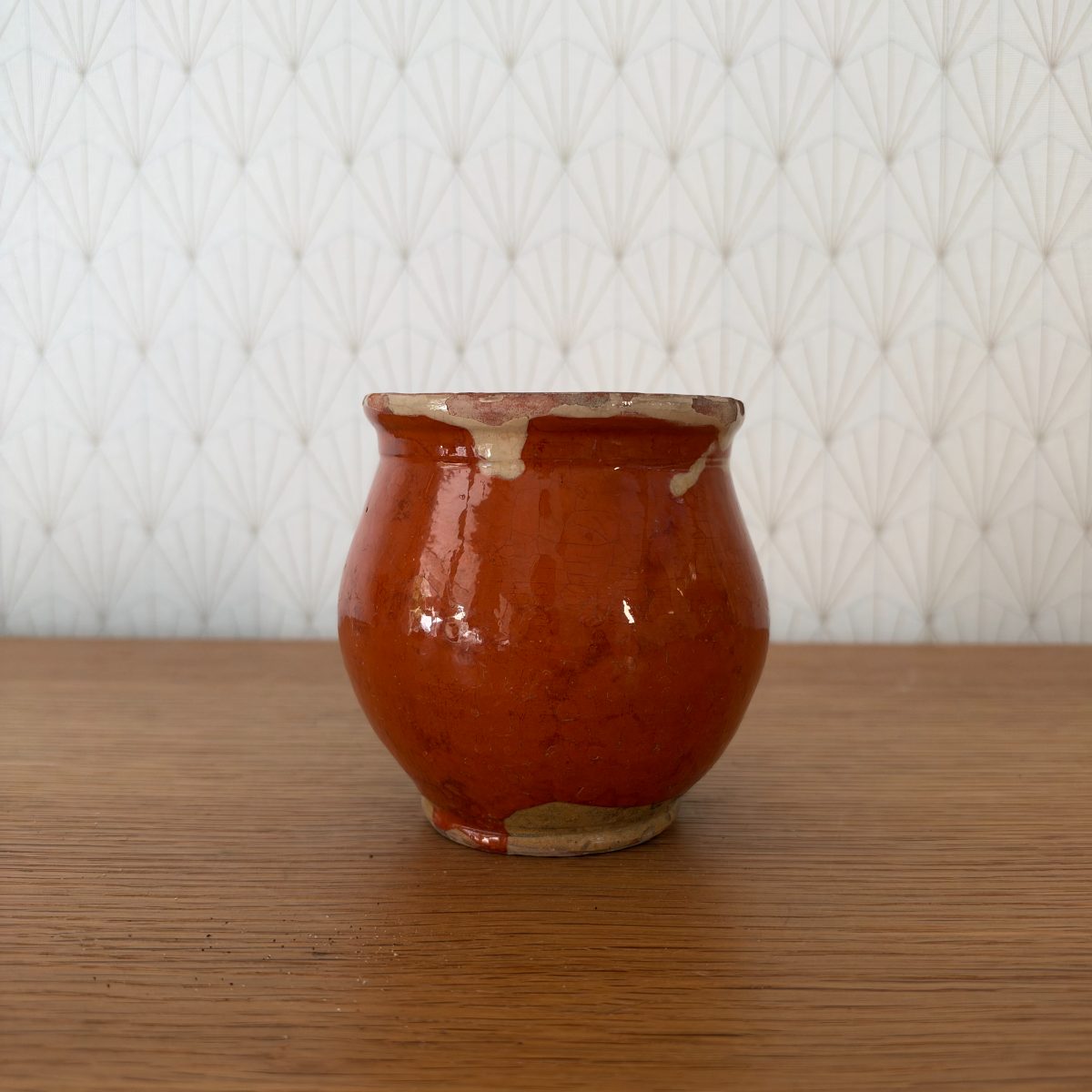 French Antique Glazed Terracotta Pottery Jar Red Farmhouse Pot 07102614 Fleamarketfrance
