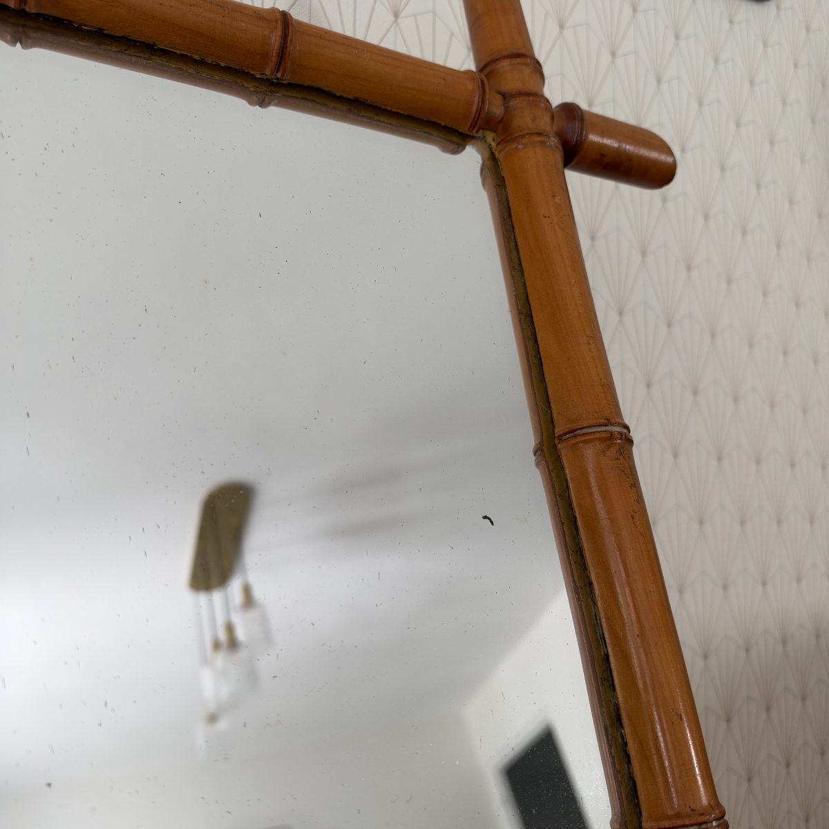 Antique French Faux Bamboo Wood Mirror Turned Wood Frame 0710265 Fleamarketfrance