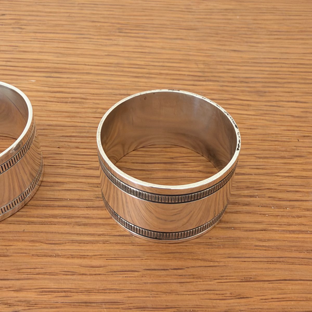 French Silver Plated Napkin Rings Set 2 Art Deco GALLIA Antique 20102634 Fleamarketfrance