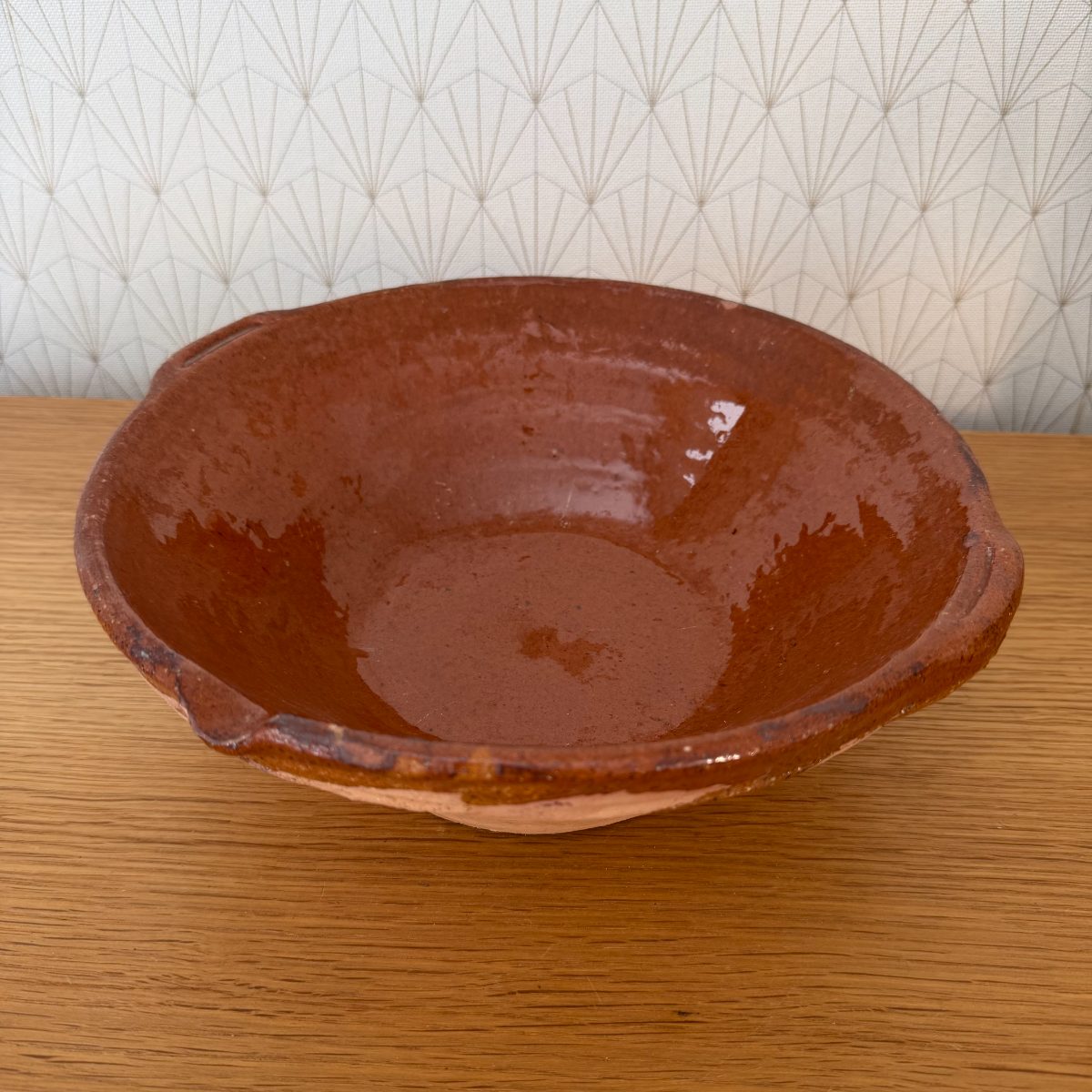 Antique French Terracotta Tian Bowl Red Glazed Rustic Farmhouse Pottery 2610267 Fleamarketfrance