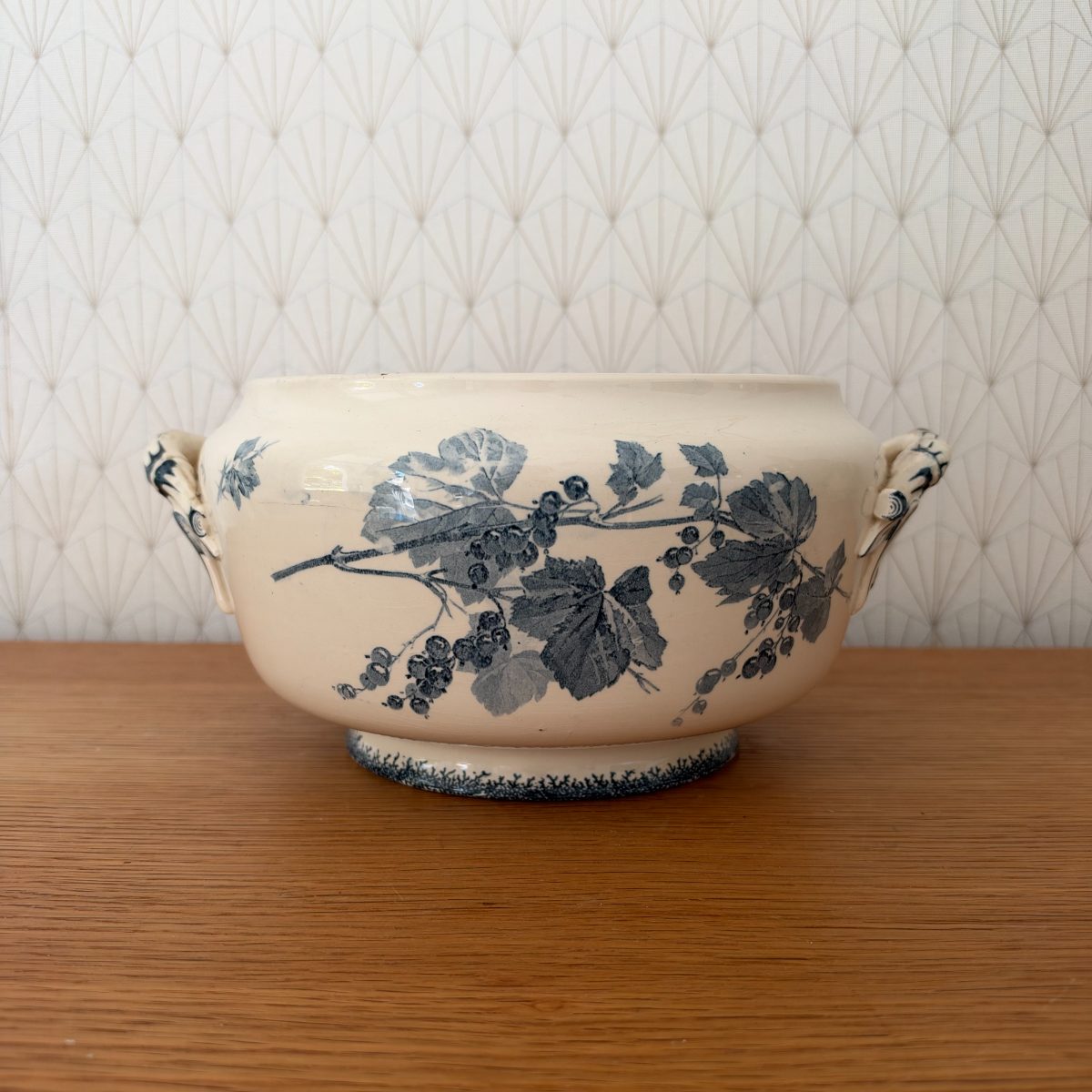 Antique French Sarreguemines Groseilles Transferware Bowl Ironstone 20102633 Fleamarketfrance